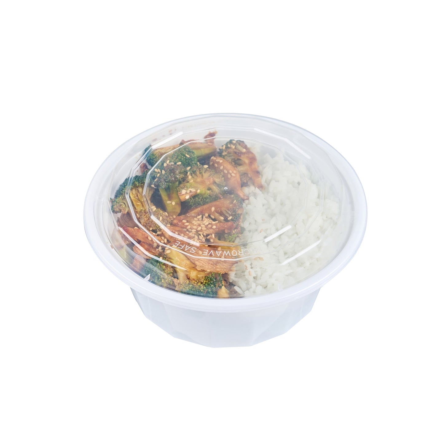 Asporto 32 oz Round White Plastic To Go Box - with Clear Lid, Microwavable - 7 1/4" x 7 1/4" x 3" - 100 count box