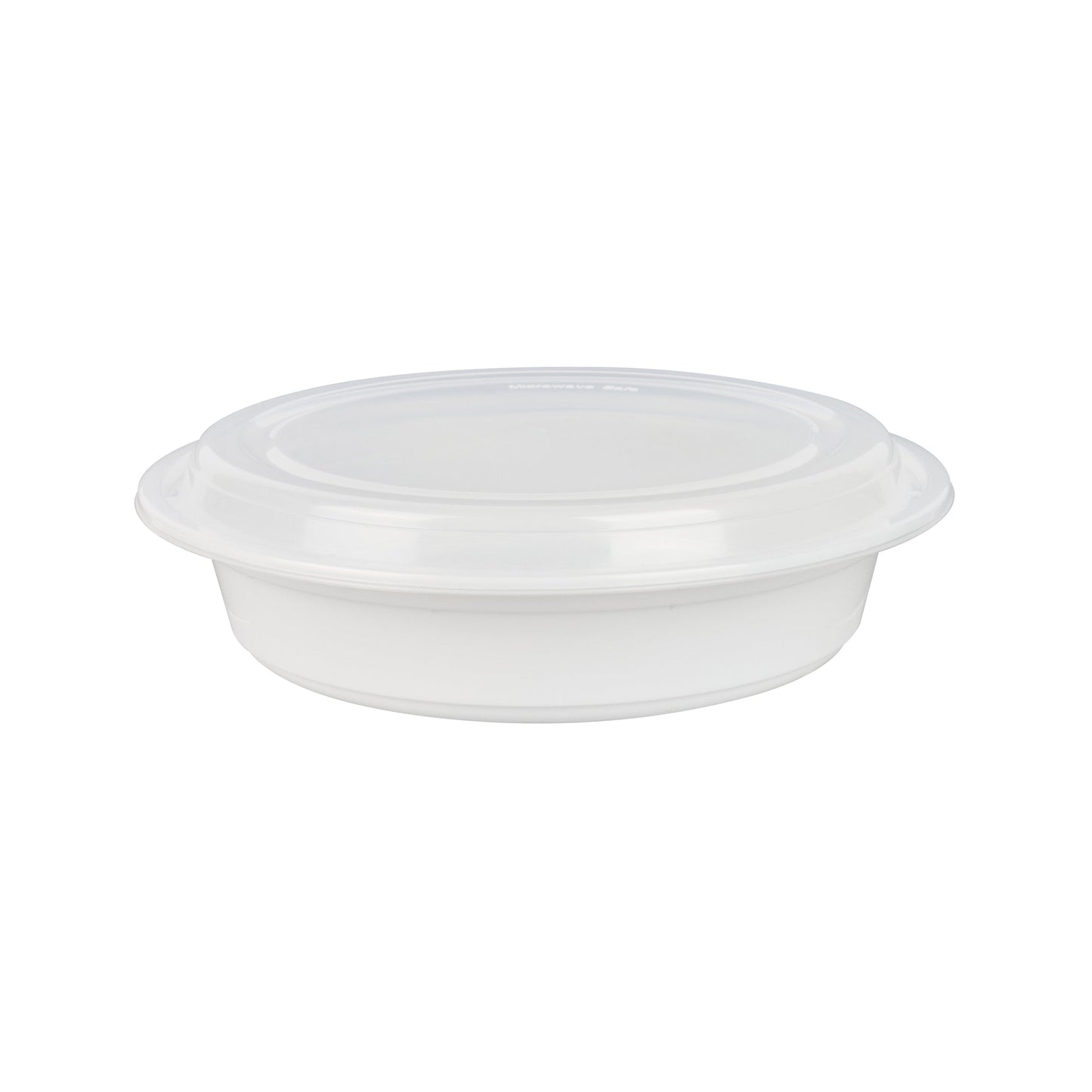 Asporto 48 oz Round White Plastic To Go Box - with Clear Lid, Microwavable - 9" x 9" x 1 3/4" - 100 count box