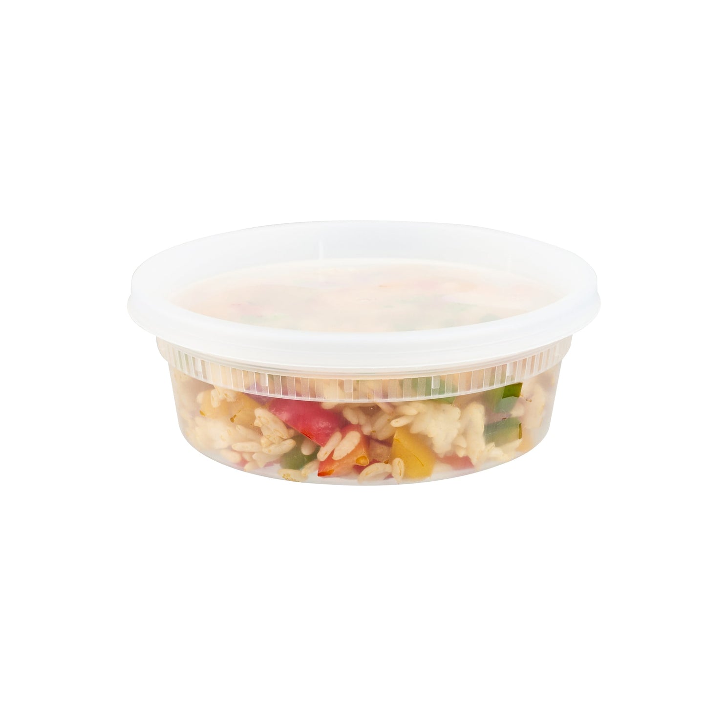 Asporto 8 oz Round Clear Plastic Soup Container - with Lid, Microwavable - 4 1/2" x 4 1/2" x 1 3/4" - 100 count box