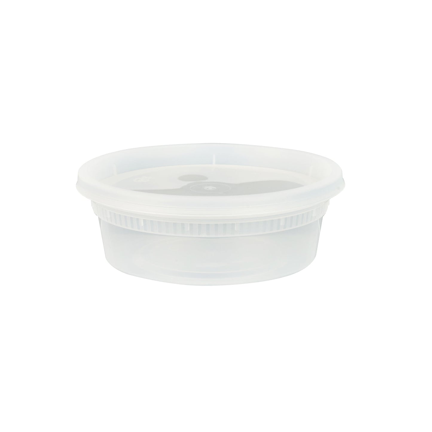 Asporto 8 oz Round Clear Plastic Soup Container - with Lid, Microwavable - 4 1/2" x 4 1/2" x 1 3/4" - 100 count box