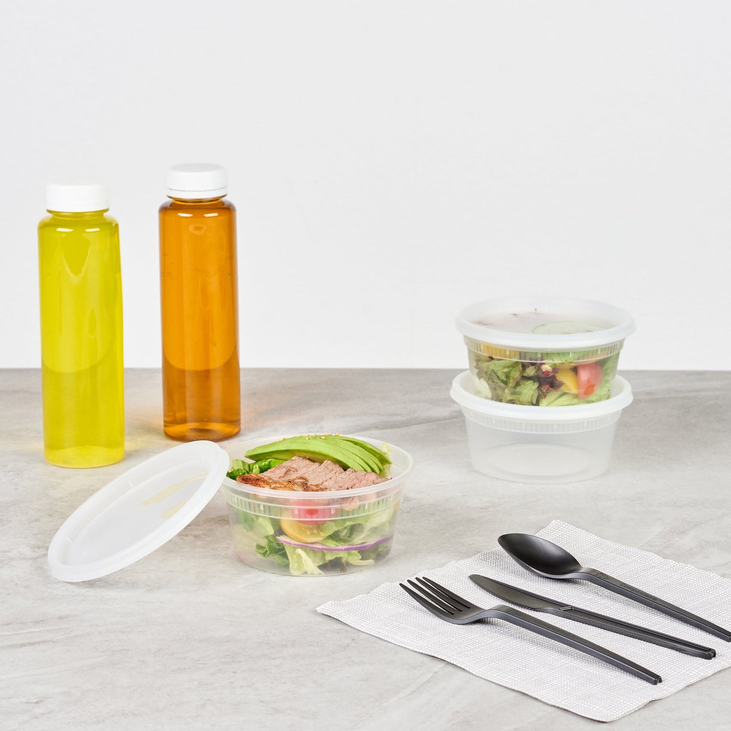Asporto 12 oz Round Clear Plastic Soup Container - with Lid, Microwavable - 4 1/2" x 4 1/2" x 2 1/2" - 100 count box