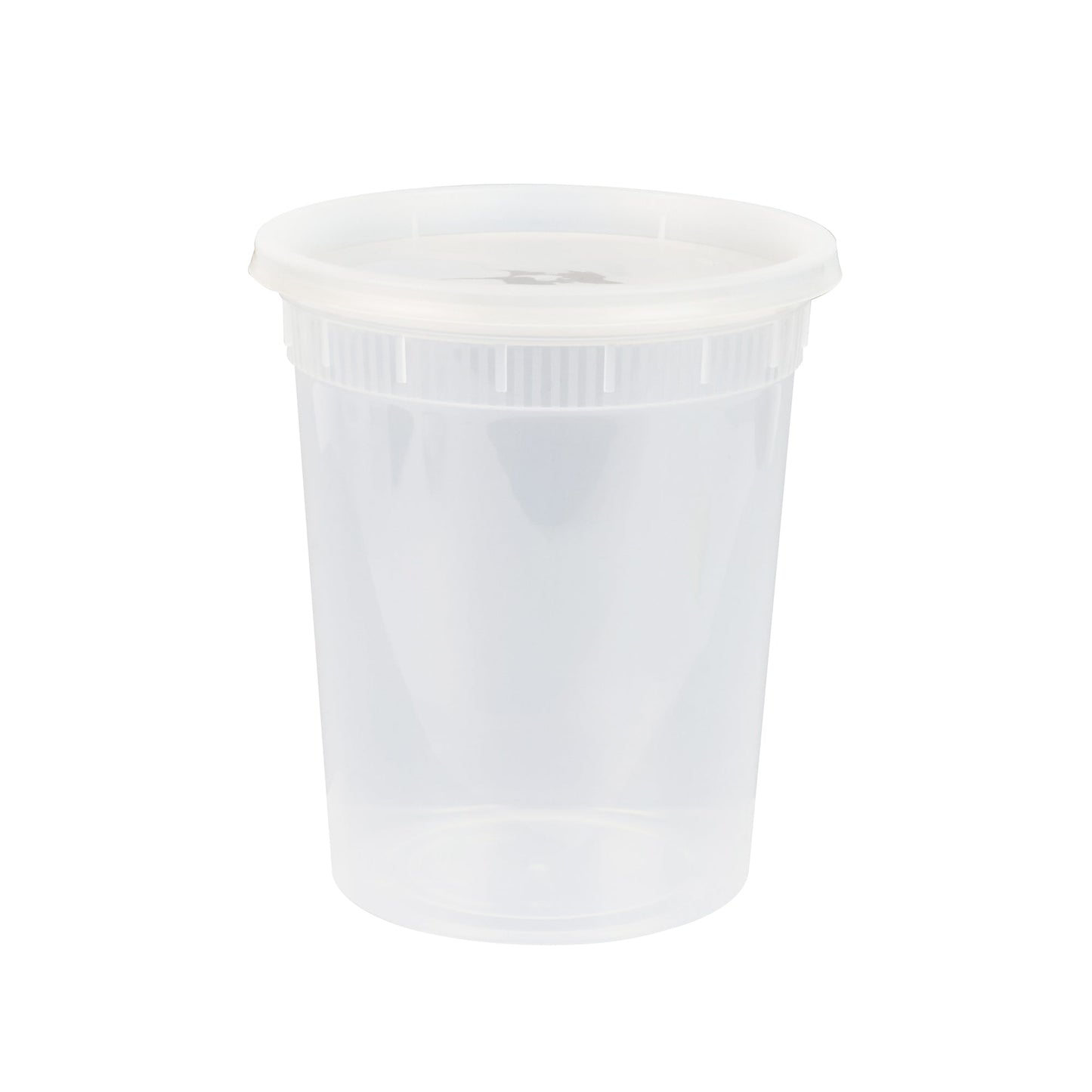 Asporto 32 oz Round Clear Plastic Soup Container - with Lid, Microwavable - 4 1/2" x 4 1/2" x 5 1/2" - 100 count box