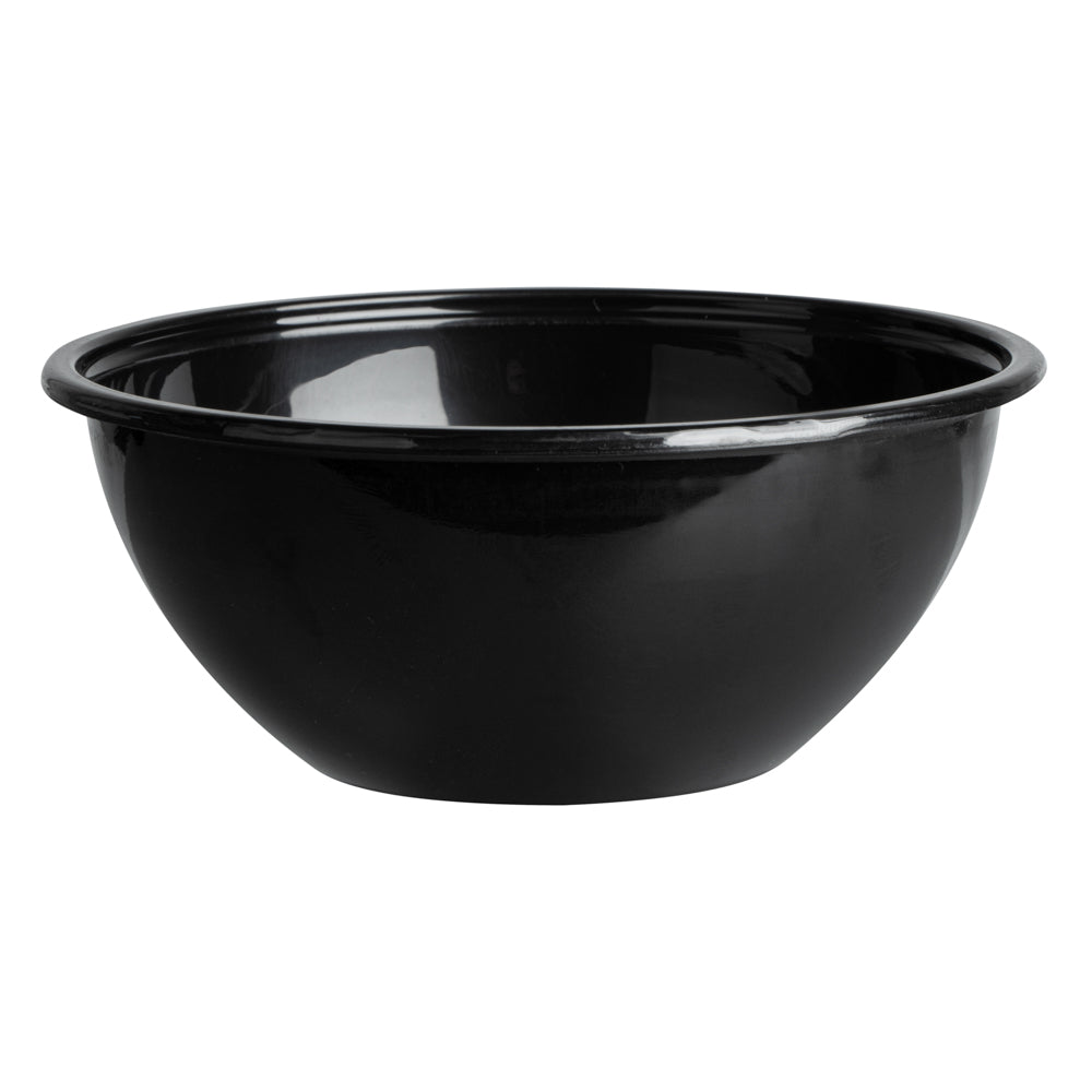 Mini Serve 7 oz Round Black Plastic Salad Bowl - 5" x 5" x 1 3/4" - 200 count box