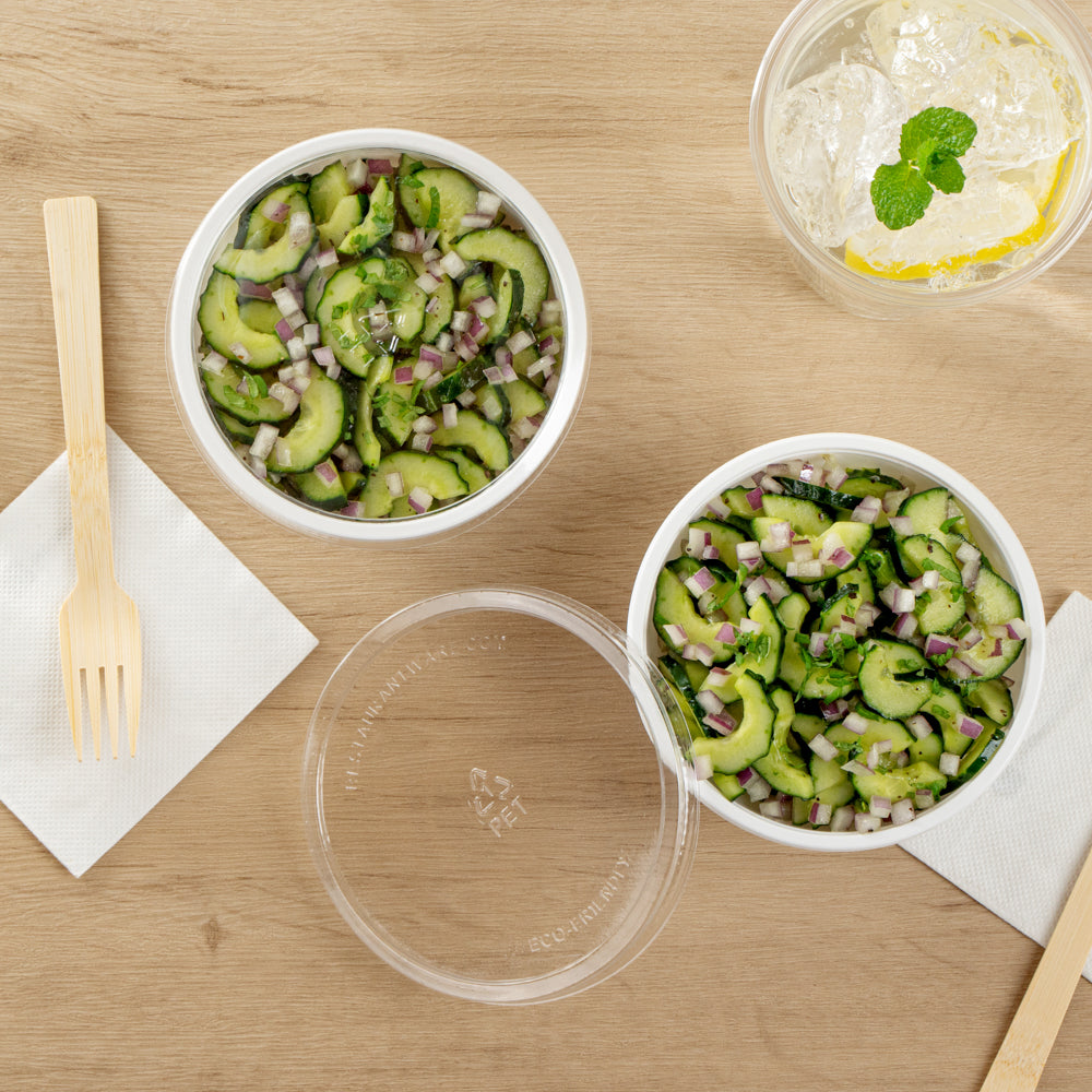 Mini Serve 7 oz Round White Plastic Salad Bowl - 5" x 5" x 1 3/4" - 200 count box