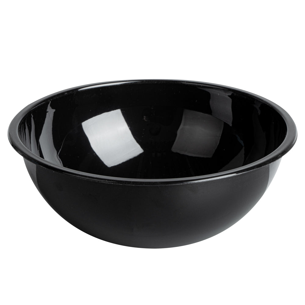 Maxi Serve 18 oz Round Black Plastic Salad Bowl - 6" x 6" x 2 1/2" - 200 count box