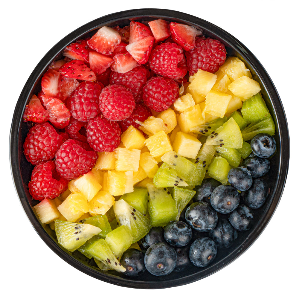 Maxi Serve 18 oz Round Black Plastic Salad Bowl - 6" x 6" x 2 1/2" - 200 count box
