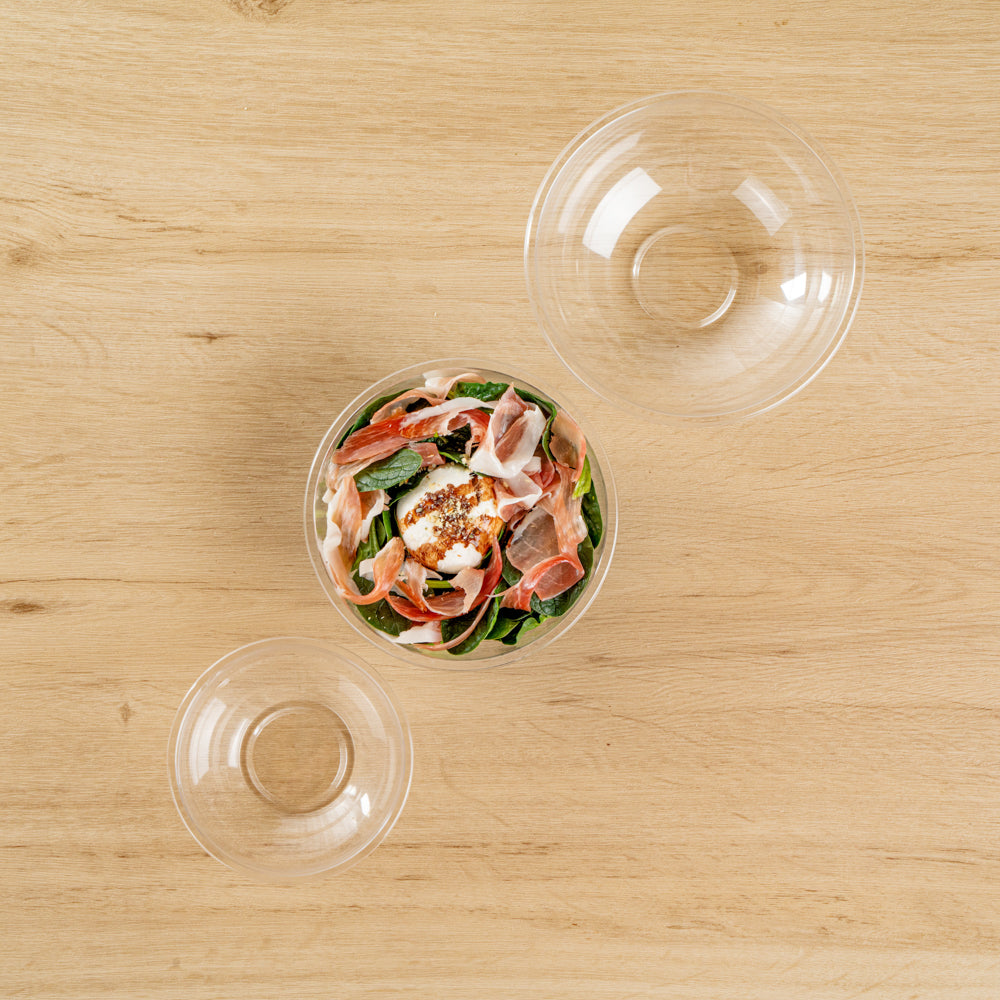 Maxi Serve 18 oz Round Clear Plastic Salad Bowl - 6" x 6" x 2 1/2" - 200 count box