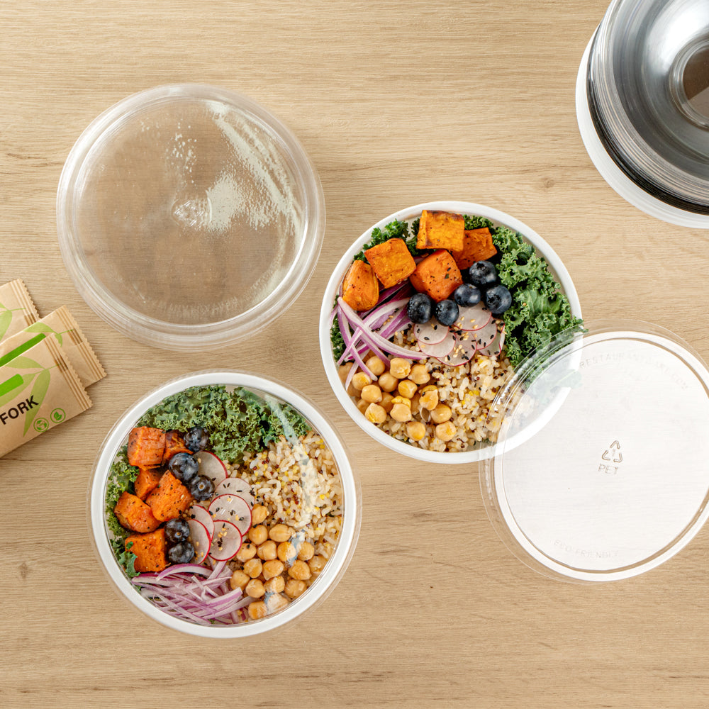 Maxi Serve Round Clear Plastic Lid - Fits 18 oz Salad Bowl - 200 count box
