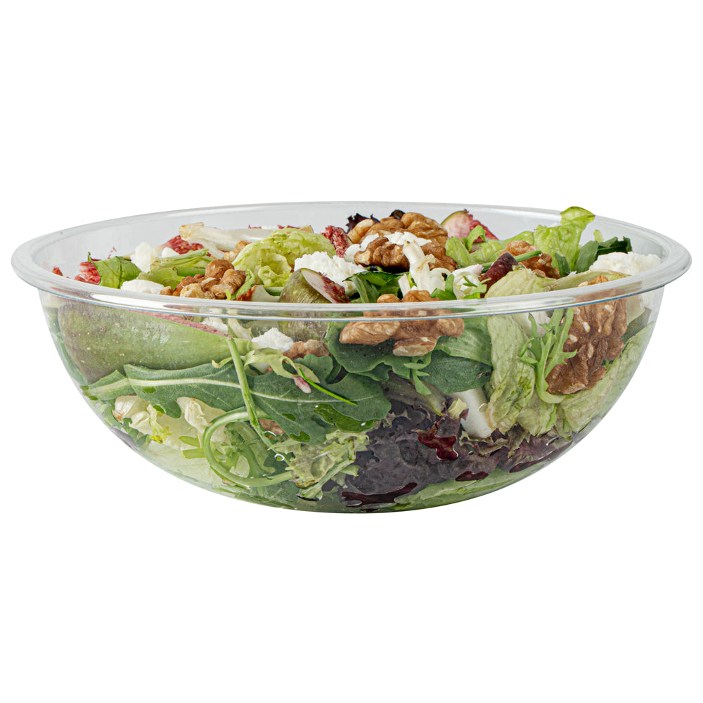 Maxi Serve 21 oz Round Clear Plastic Salad Bowl - 6 3/4" x 6 3/4" x 2 1/2" - 200 count box