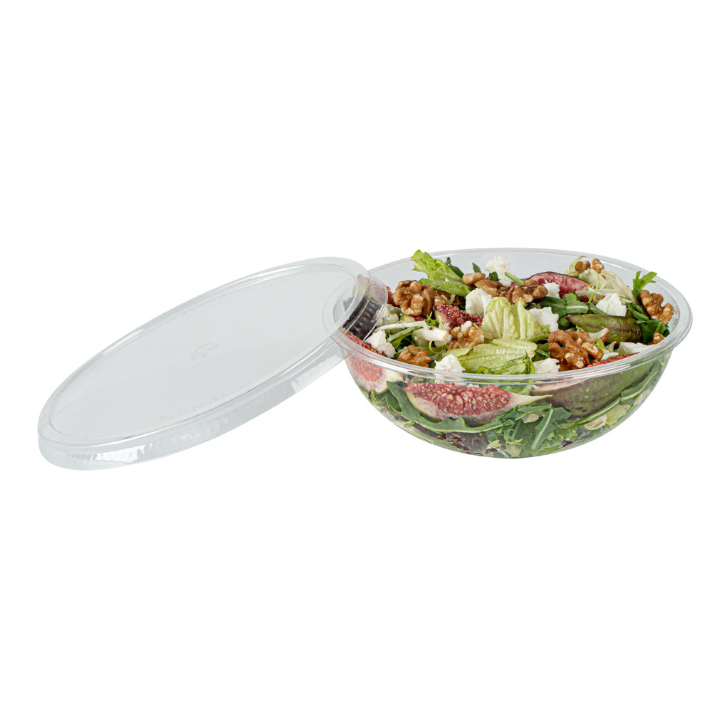 Maxi Serve 21 oz Round Clear Plastic Salad Bowl - 6 3/4" x 6 3/4" x 2 1/2" - 200 count box
