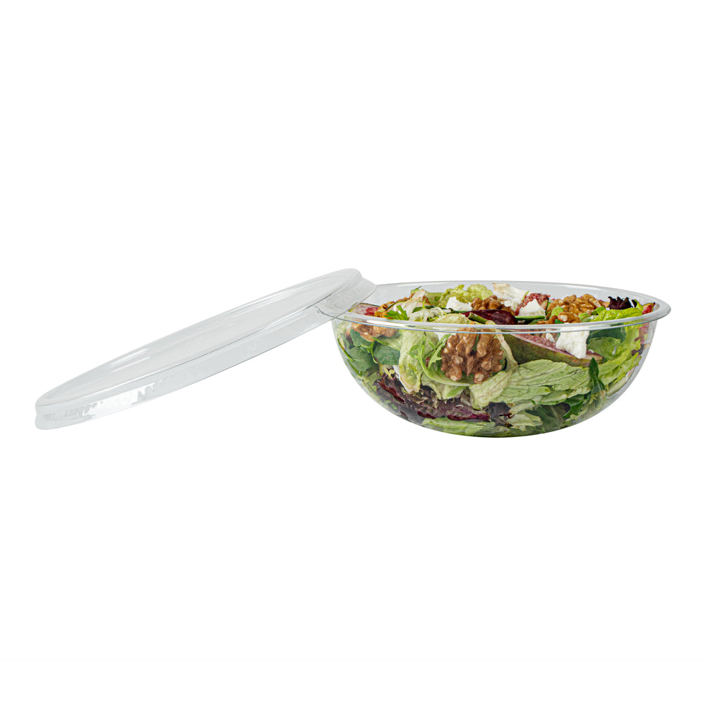 Maxi Serve 21 oz Round Clear Plastic Salad Bowl - 6 3/4" x 6 3/4" x 2 1/2" - 200 count box