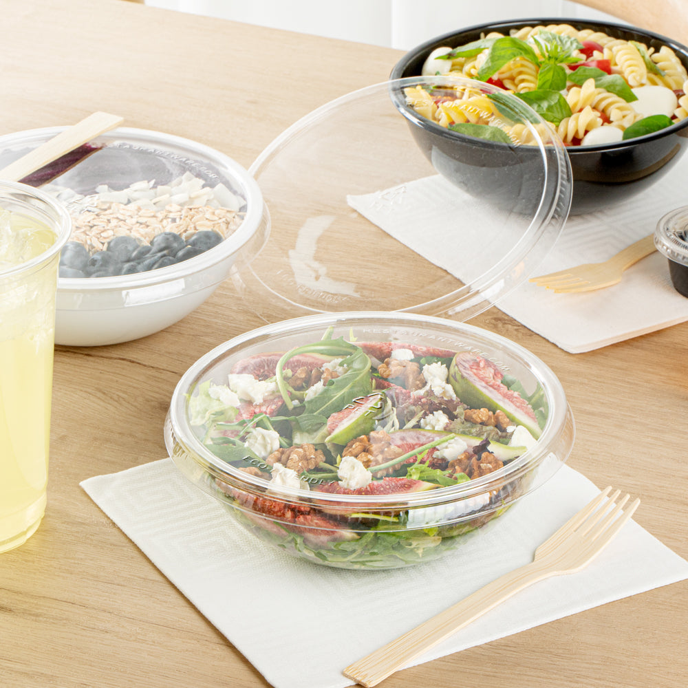 Maxi Serve Round Clear Plastic Lid - Fits 21 oz Salad Bowl - 200 count box