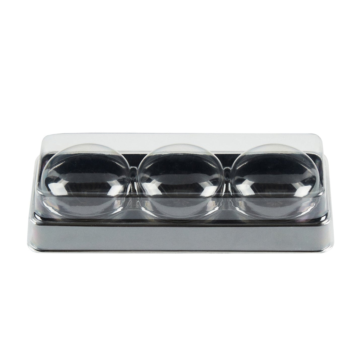Shock Safe Rectangle Black Plastic Macaron Take Out Box - Fits 3 Macarons - 5 3/4" x 2 1/4" x 1 1/2" - 100 count box