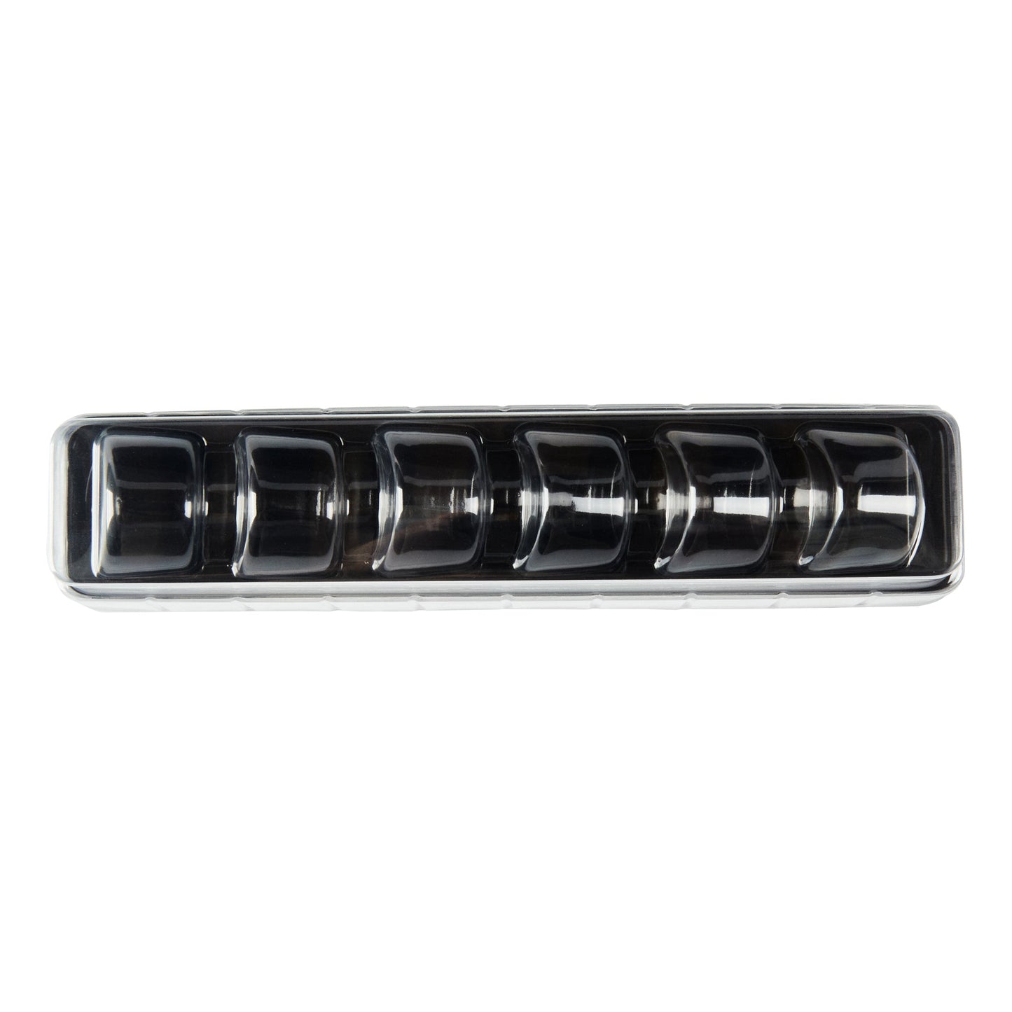 Shock Safe Rectangle Black Plastic Macaron Take Out Box - Fits 6 Macarons - 11" x 2 1/2" x 2" - 100 count box
