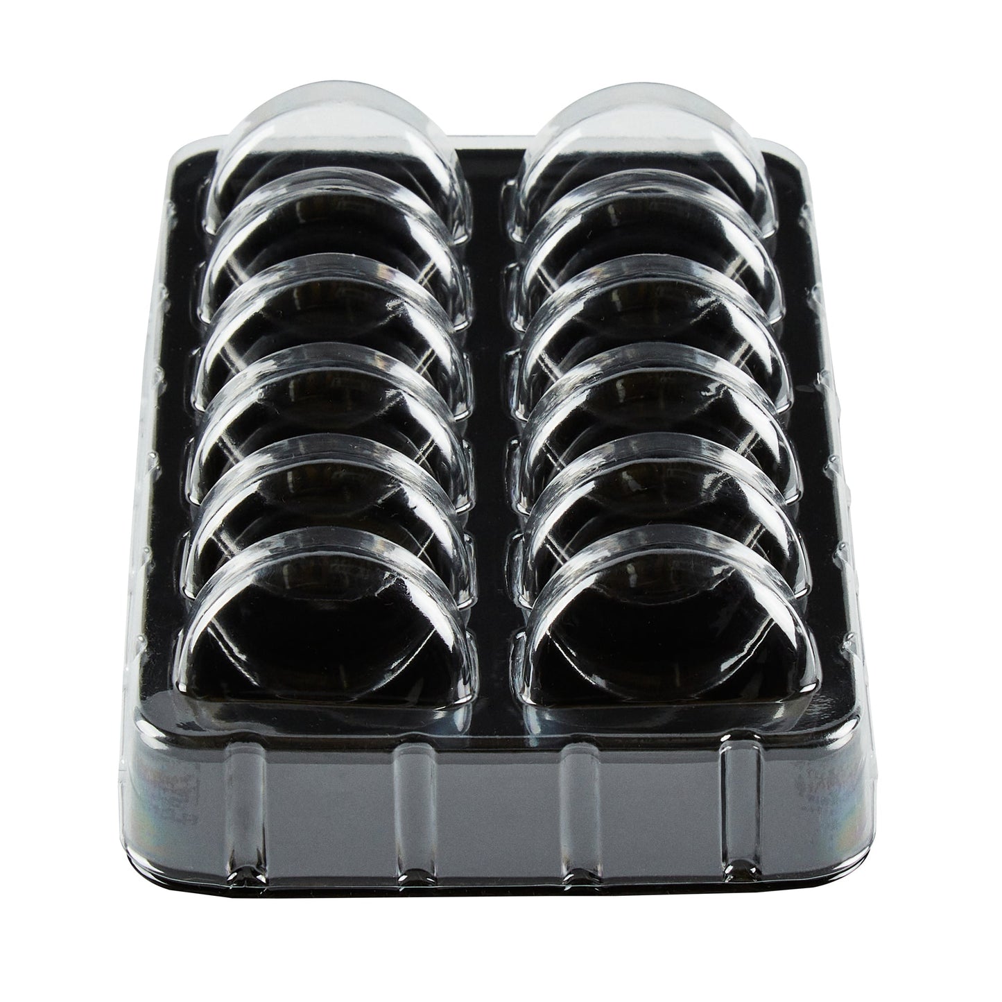 Shock Safe Rectangle Black Plastic Macaron Take Out Box - Fits 12 Macarons - 11" x 4 1/2" x 2" - 100 count box