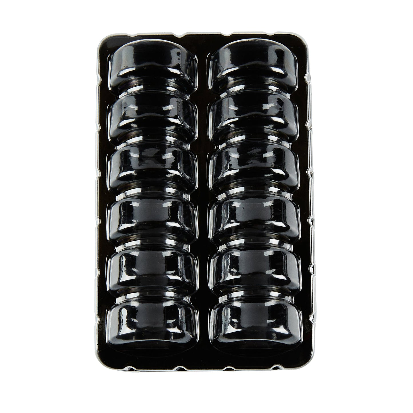 Shock Safe Rectangle Black Plastic Macaron Take Out Box - Fits 12 Macarons - 11" x 4 1/2" x 2" - 100 count box