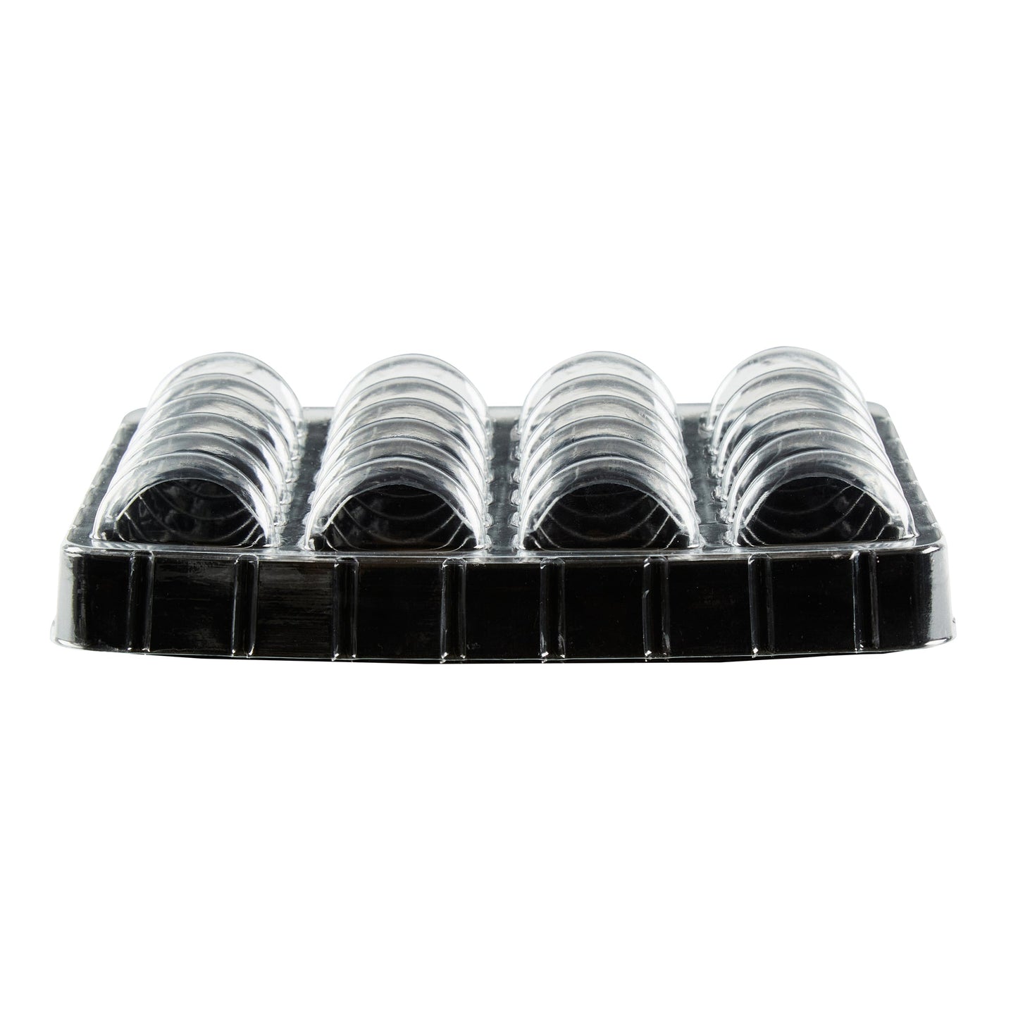 Shock Safe Rectangle Black Plastic Macaron Take Out Box - Fits 24 Macarons - 11" x 9" x 2" - 100 count box