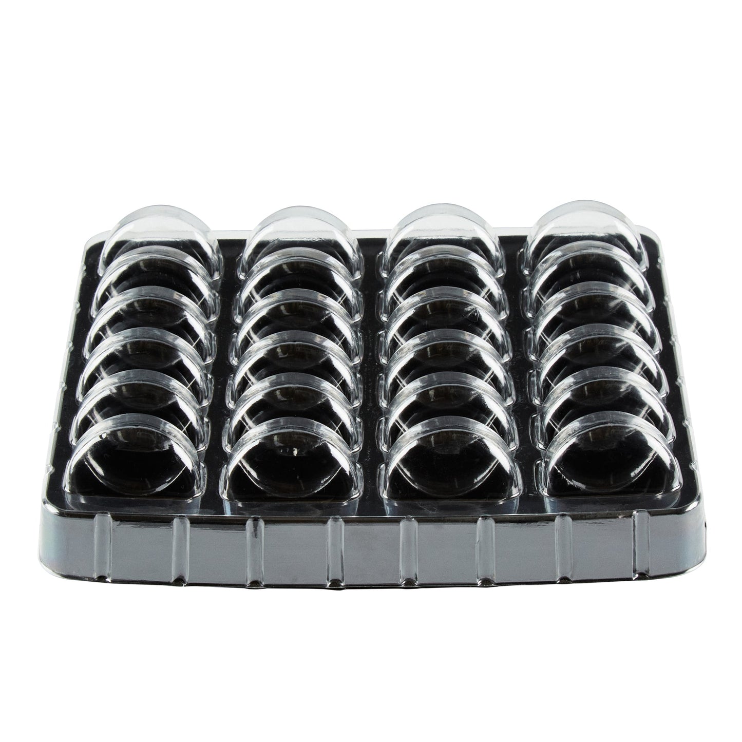 Shock Safe Rectangle Black Plastic Macaron Take Out Box - Fits 24 Macarons - 11" x 9" x 2" - 100 count box