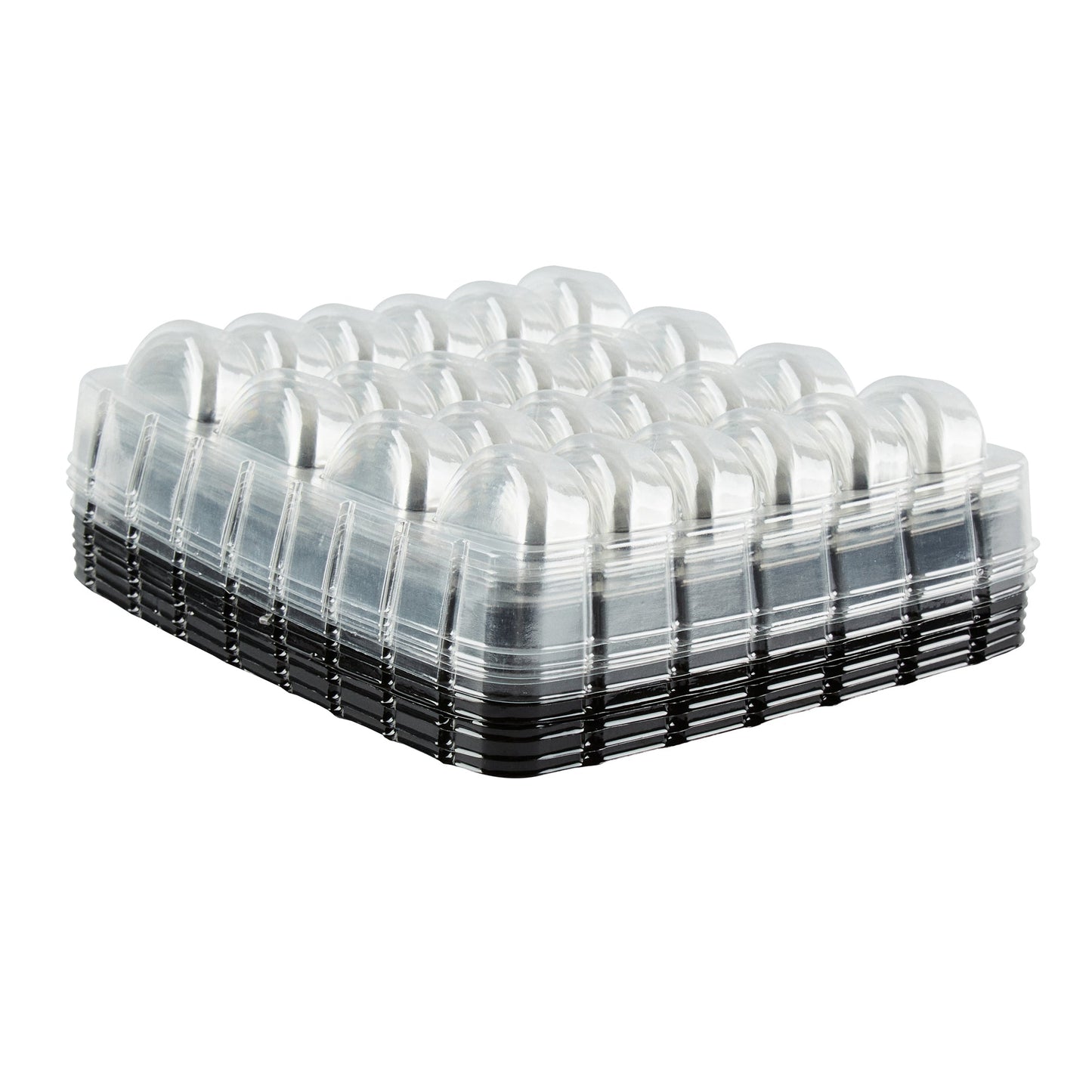 Shock Safe Rectangle Black Plastic Macaron Take Out Box - Fits 24 Macarons - 11" x 9" x 2" - 100 count box