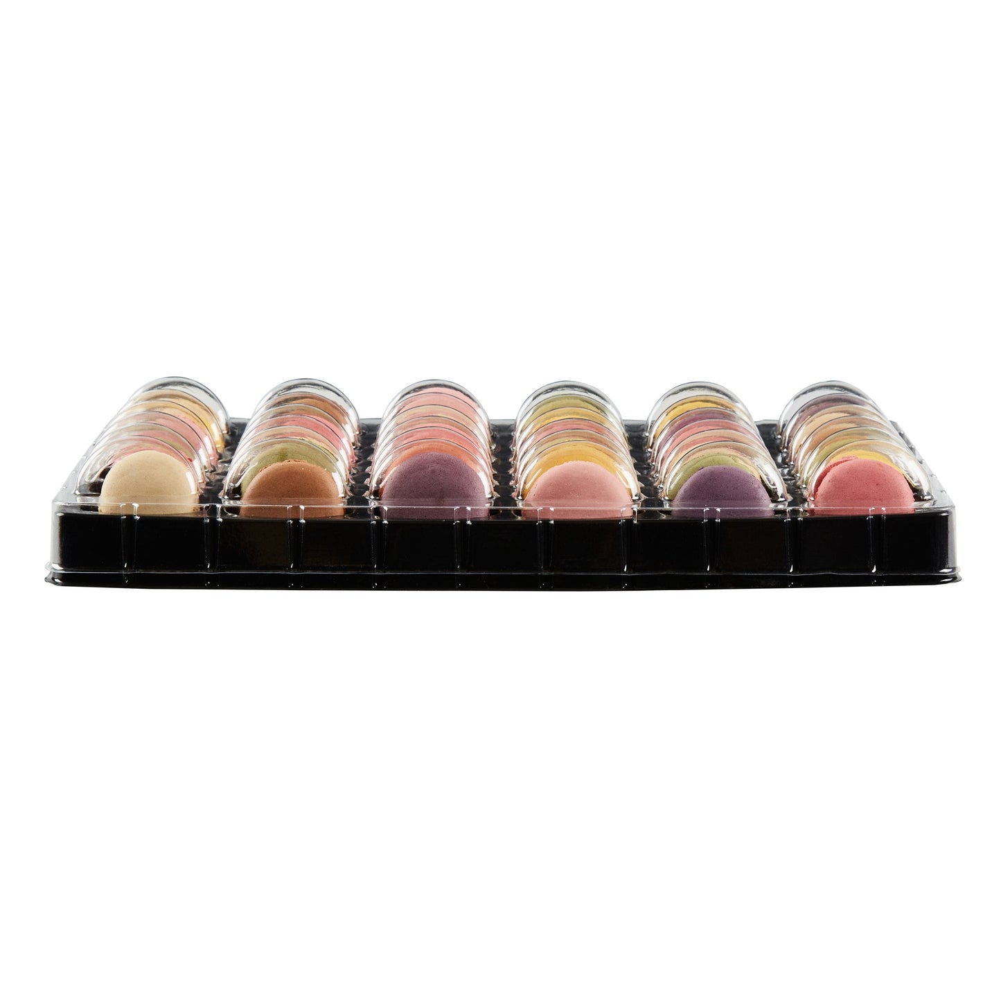 Shock Safe Rectangle Black Plastic Macaron Take Out Box - Fits 36 Macarons - 13 1/4" x 11" x 2" - 100 count box