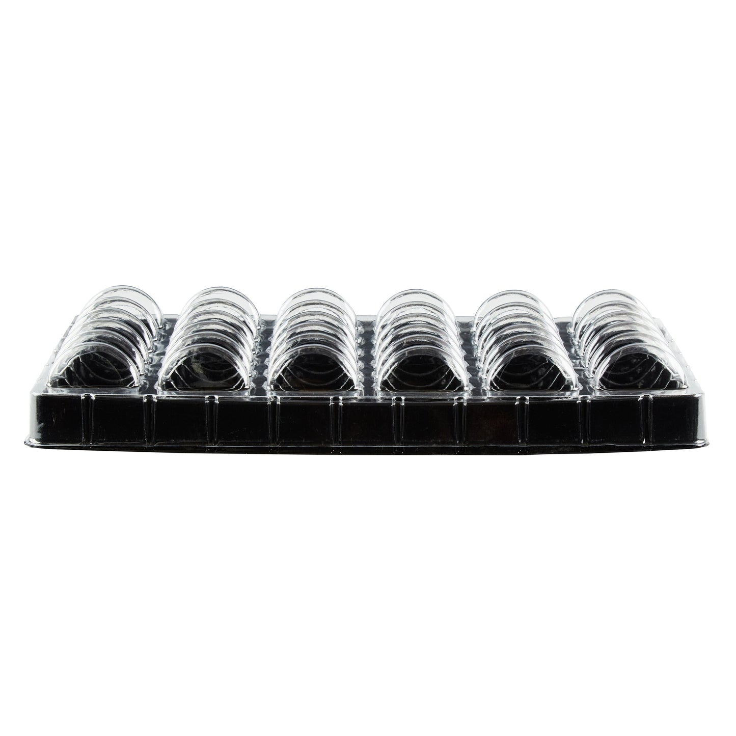 Shock Safe Rectangle Black Plastic Macaron Take Out Box - Fits 36 Macarons - 13 1/4" x 11" x 2" - 100 count box