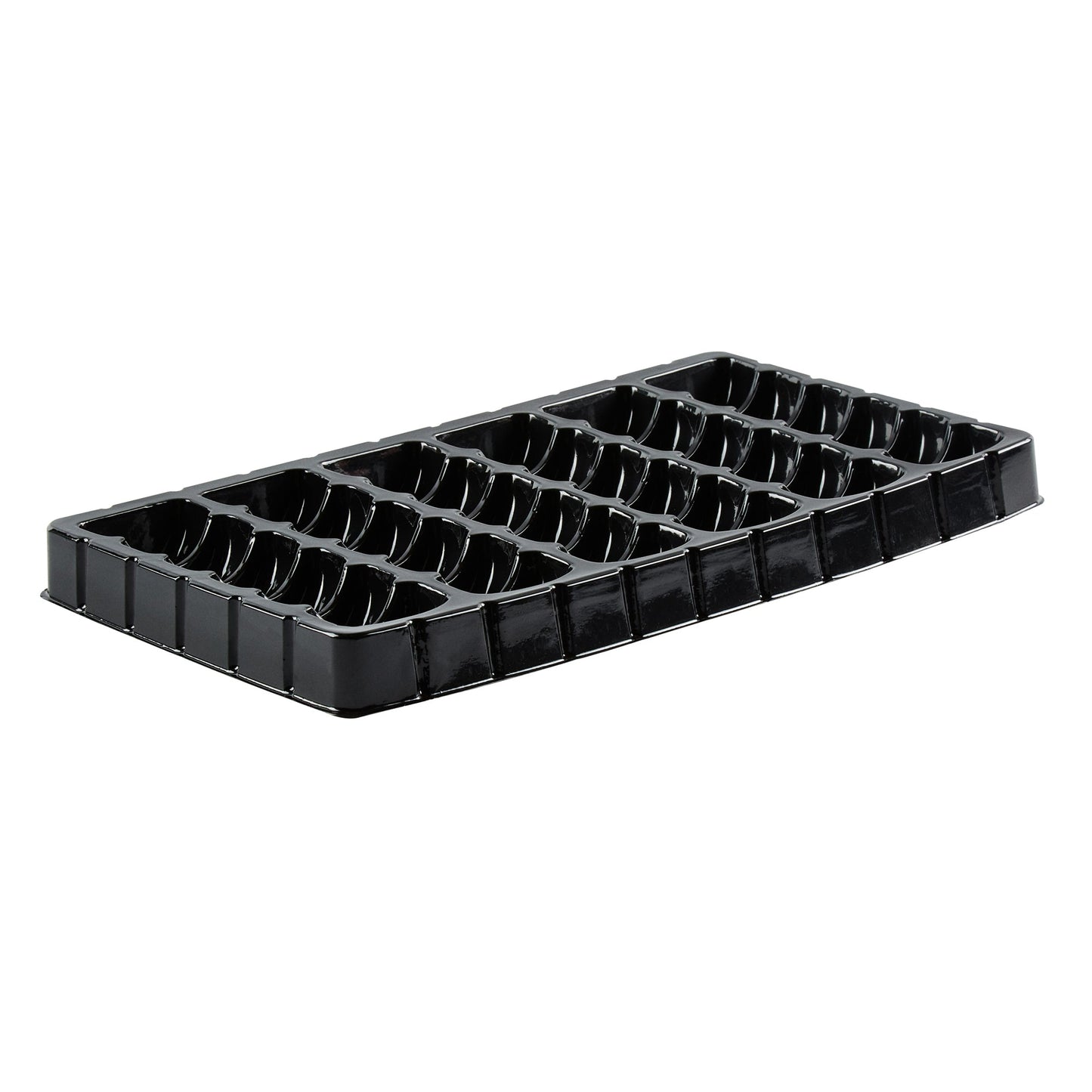 Shock Safe Rectangle Black Plastic Macaron Take Out Box - Fits 36 Macarons - 13 1/4" x 11" x 2" - 100 count box