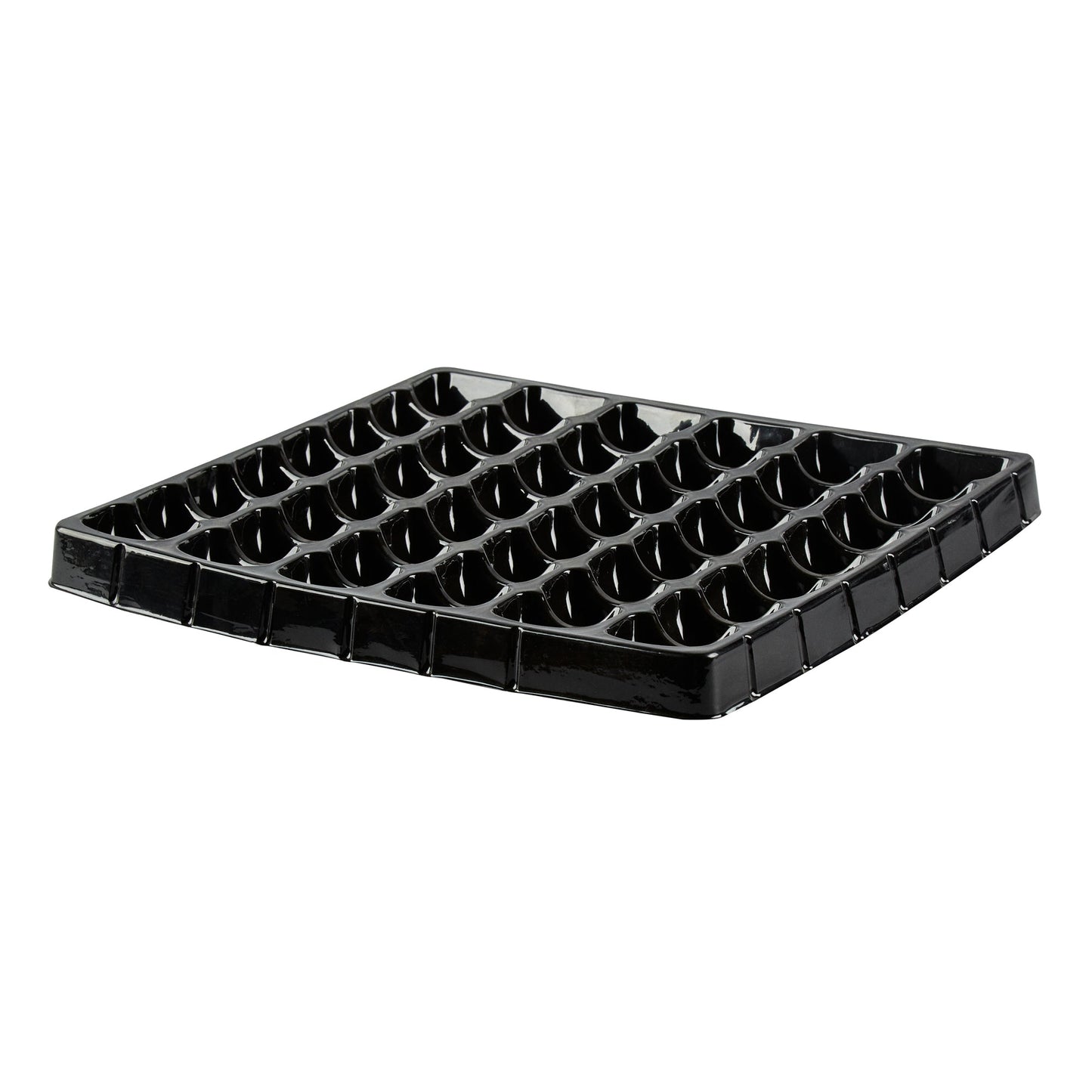 Shock Safe Rectangle Black Plastic Macaron Take Out Box - Fits 48 Macarons - 13 1/4" x 13 1/4" x 2" - 100 count box