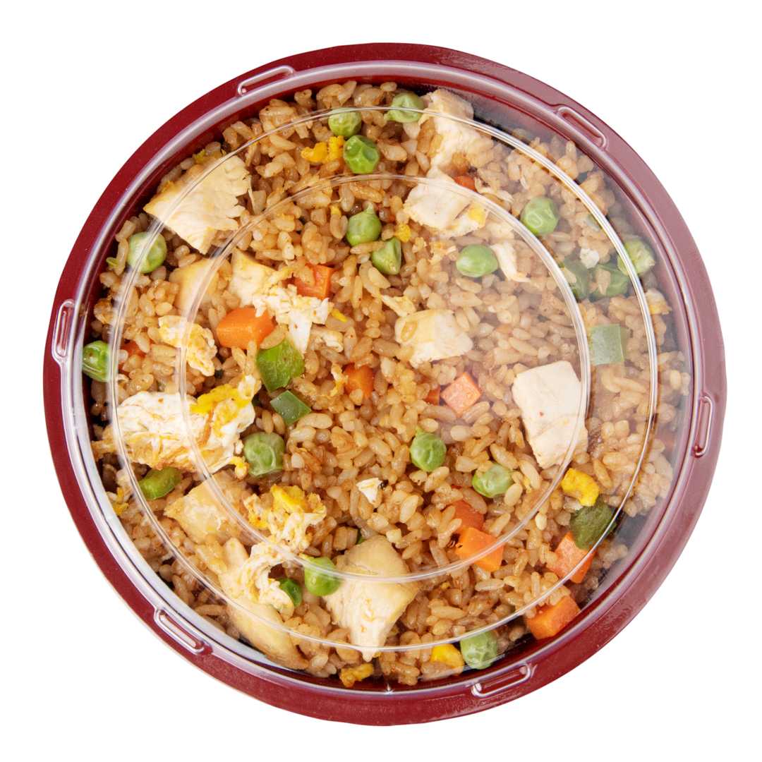 Bento Tek 24 oz Round Black and Red Plastic Medium Asian Panda Bowl - Clear Lid, Microwavable - 6 1/2" x 6 1/2" x 2 1/2" - 200 count box