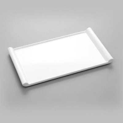 Voga Rectangle White Melamine Small Plate - Japonais - 12" x 7" x 1" - 10 count box