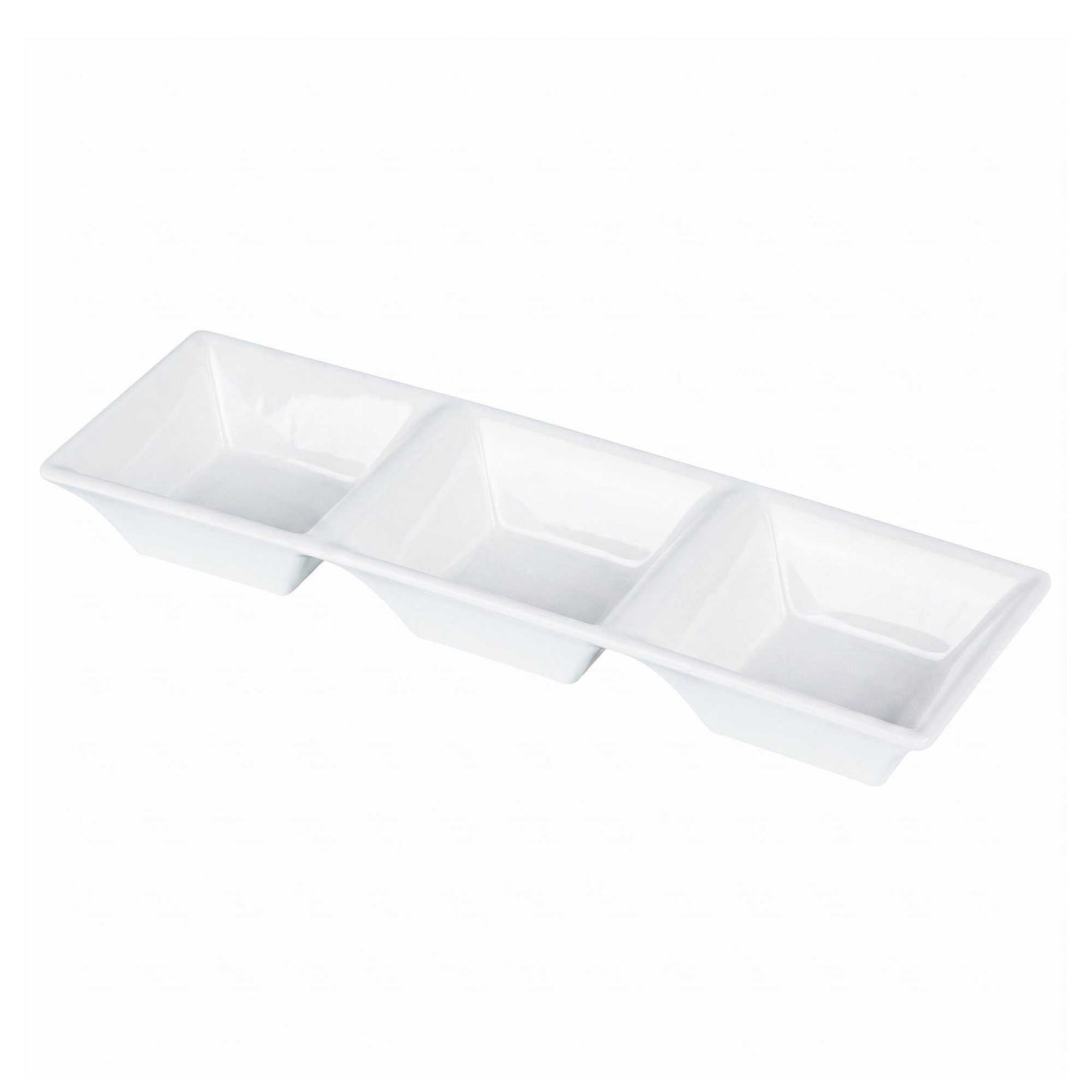 Voga 5 oz Square White Melamine Triplets Set - 8 3/4" x 2 3/4" x 1" - 10 count box