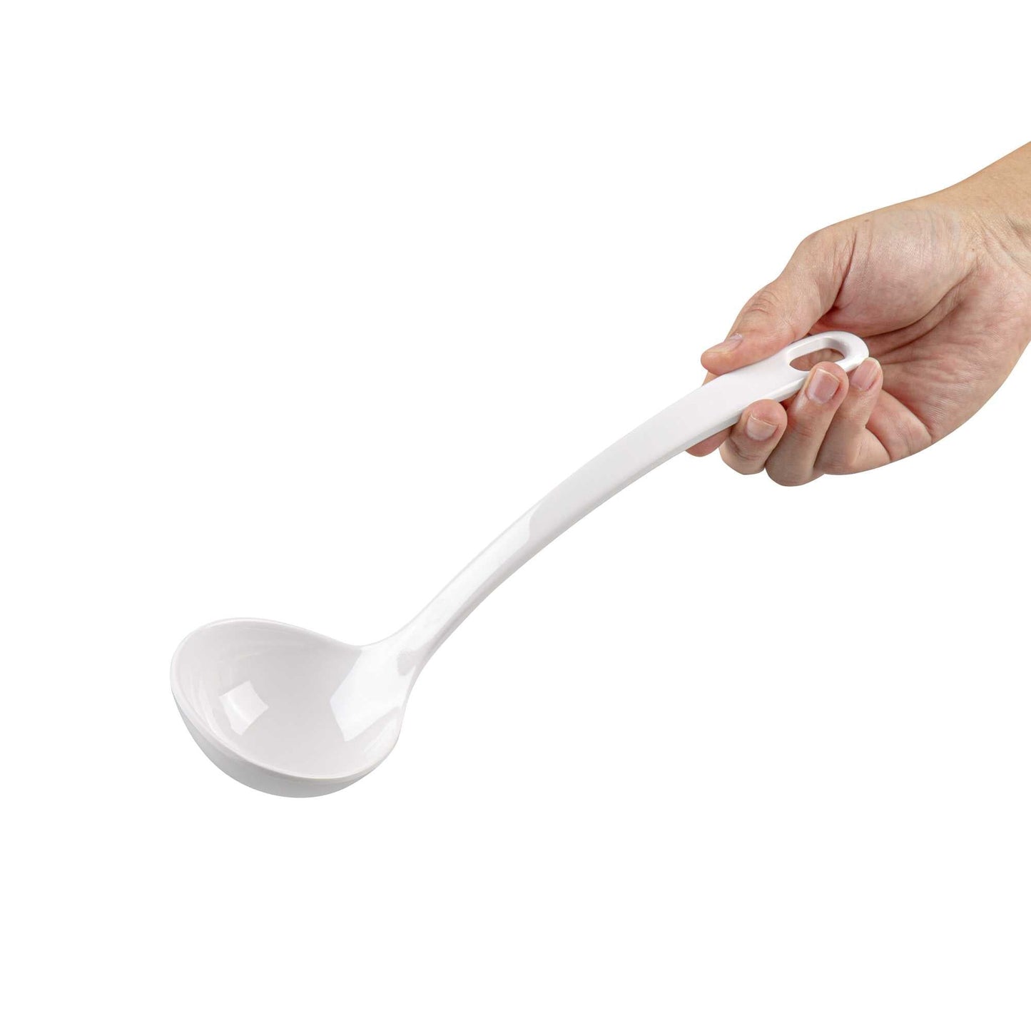 Voga 3 oz White Melamine Ladle - 10 1/2" x 2 1/4" x 2 1/4" - 10 count box