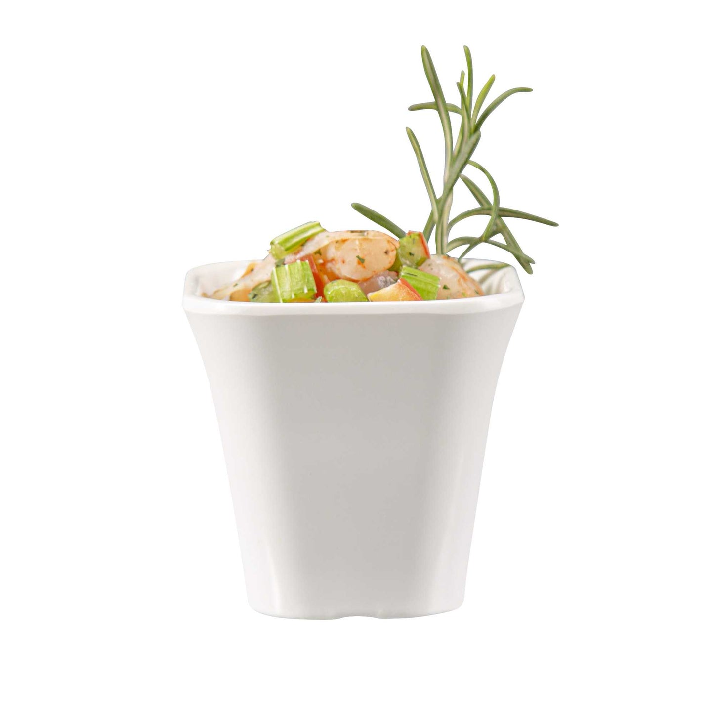 Voga 6 oz Square White Melamine Tasting Cup - Kova - 3" x 3" x 2 3/4" - 10 count box