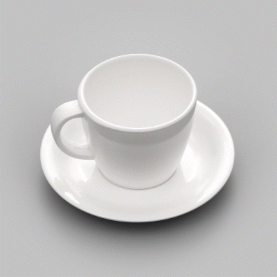 Voga 10 oz Round White Melamine Coffee Cup and Saucer Plate - 10 sets - 6" x 6" x 3" - 10 count box