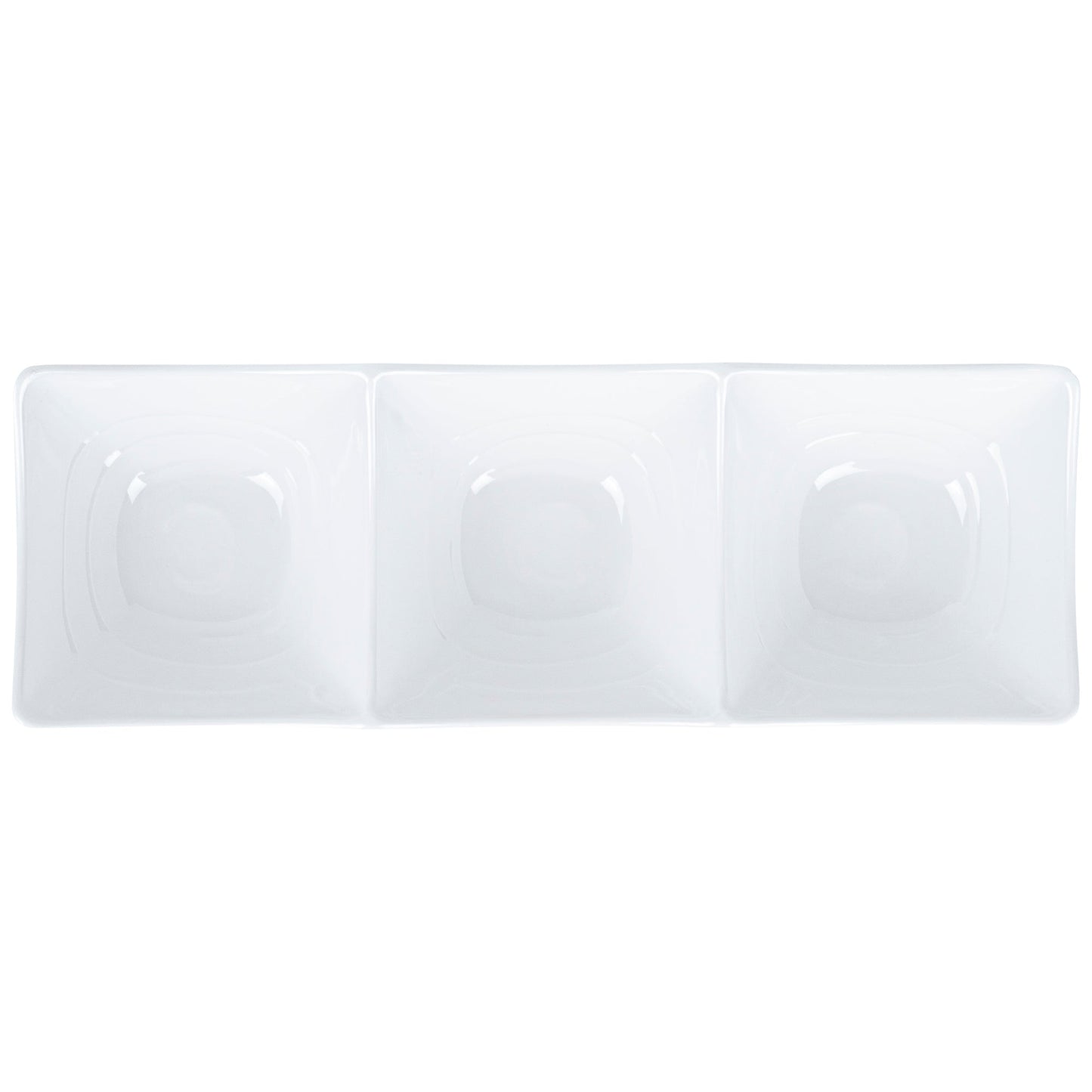 Voga 9 oz Square White Melamine Triplets Set - 9 1/2" x 3 1/4" x 1 3/4" - 10 count box