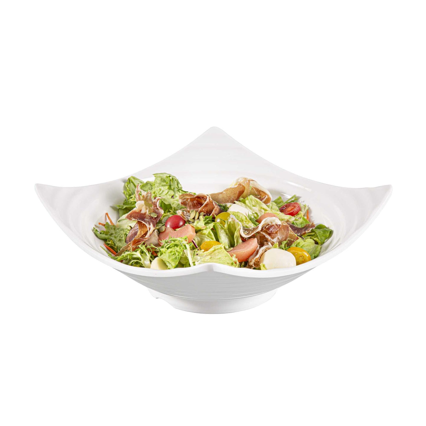Voga 128 oz Square White Melamine Serving Bowl - Square Orb - 13" x 13" x 3 1/2" - 2 count box