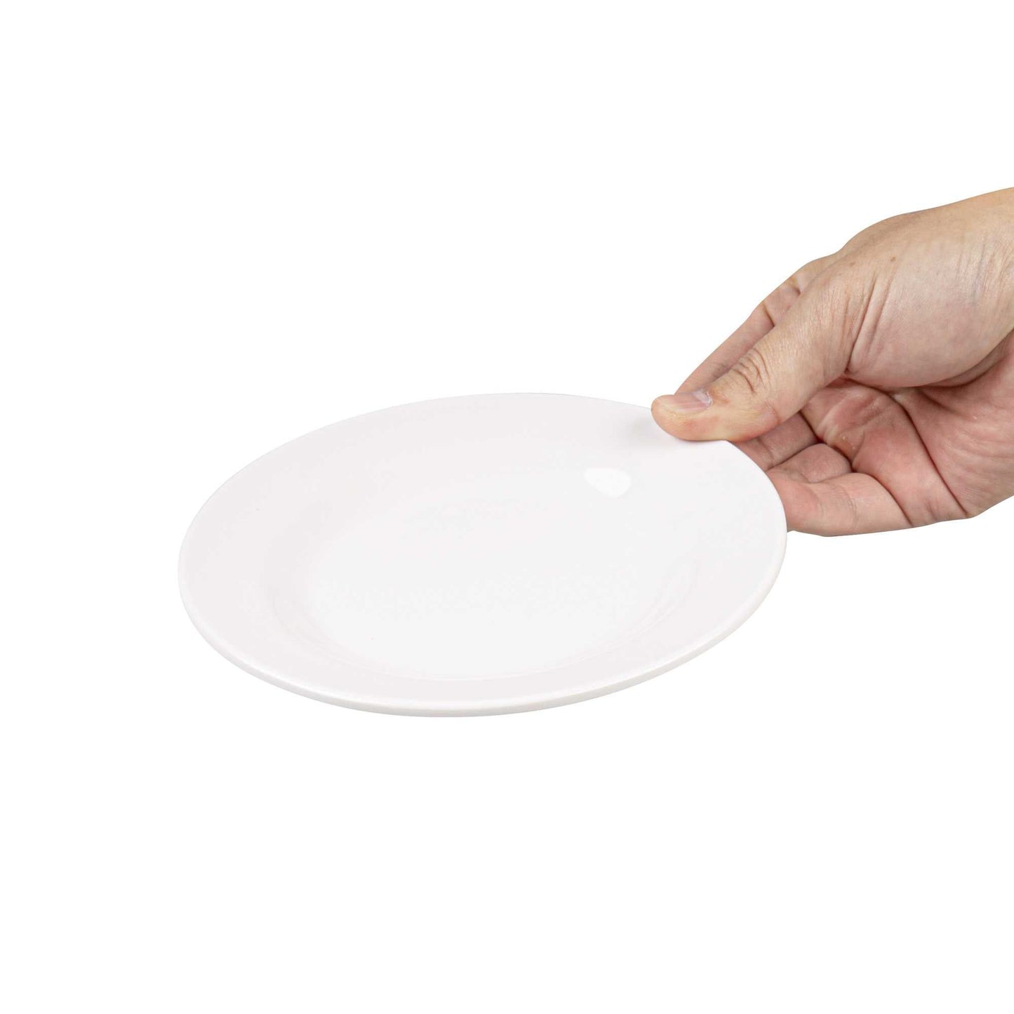 Voga Round White Melamine Small Plate - Classic, Rimmed - 6" x 6" x 1/2" - 10 count box
