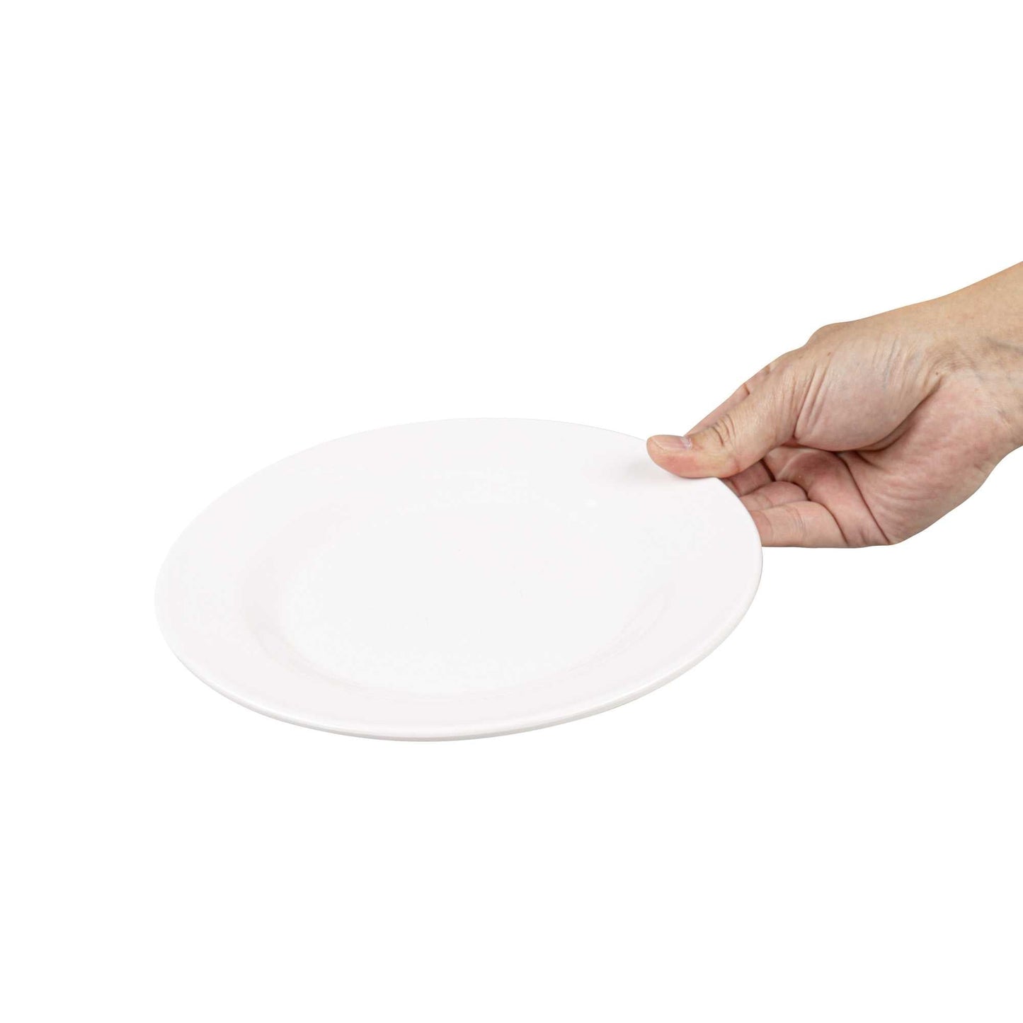 Voga Round White Melamine Medium Plate - Classic, Rimmed - 8" x 8" x 1/2" - 10 count box