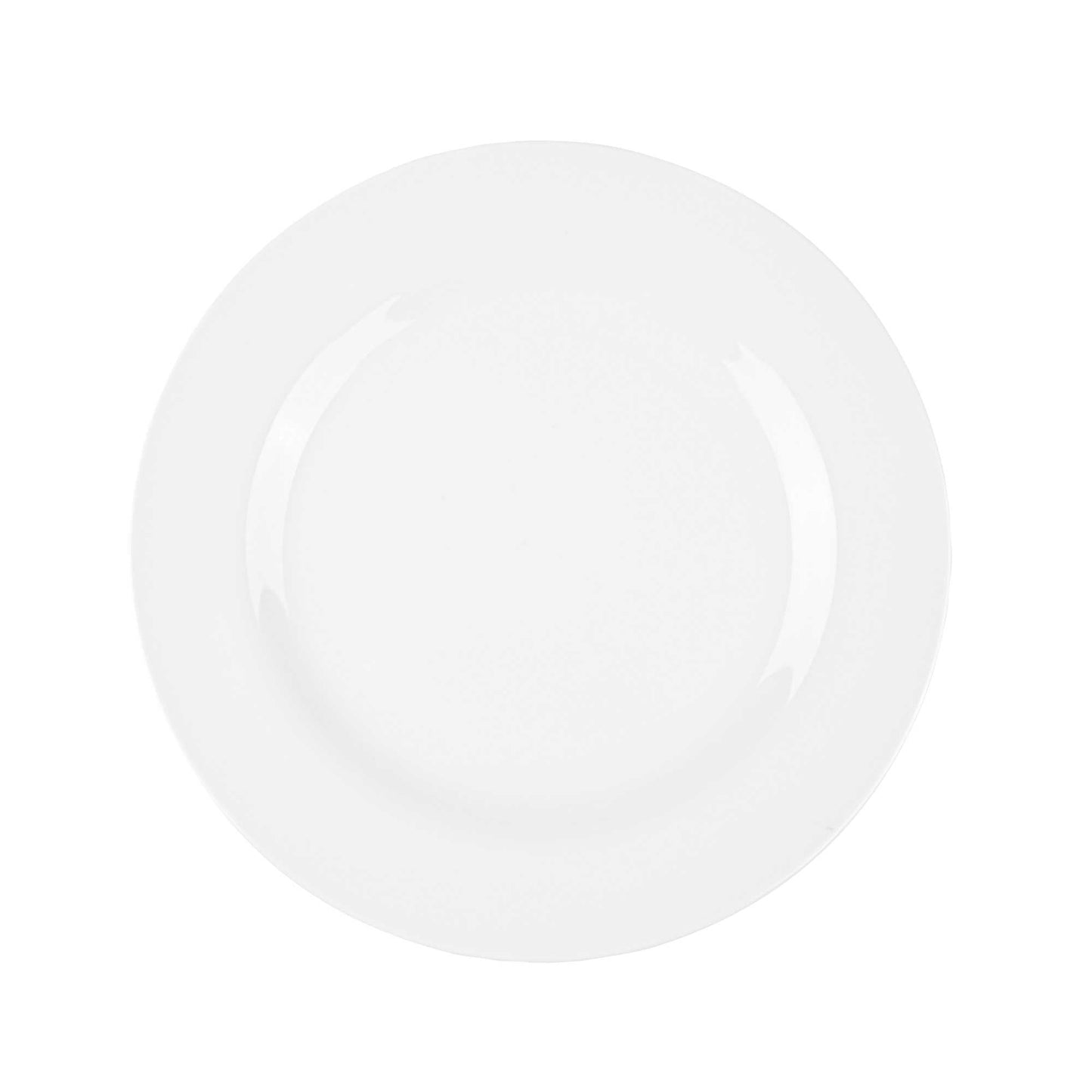Voga Round White Melamine Large Plate - Classic, Rimmed - 10" x 10" x 3/4" - 10 count box
