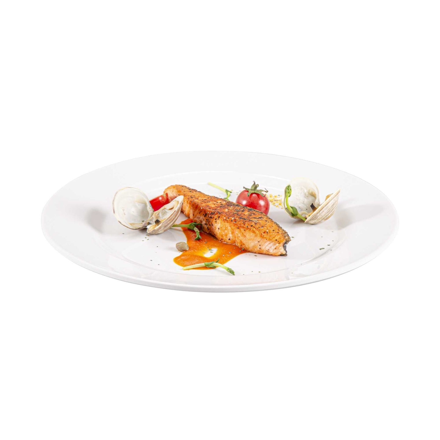 Voga Round White Melamine Extra Large Plate - Classic, Rimmed - 12" x 12" x 3/4" - 10 count box
