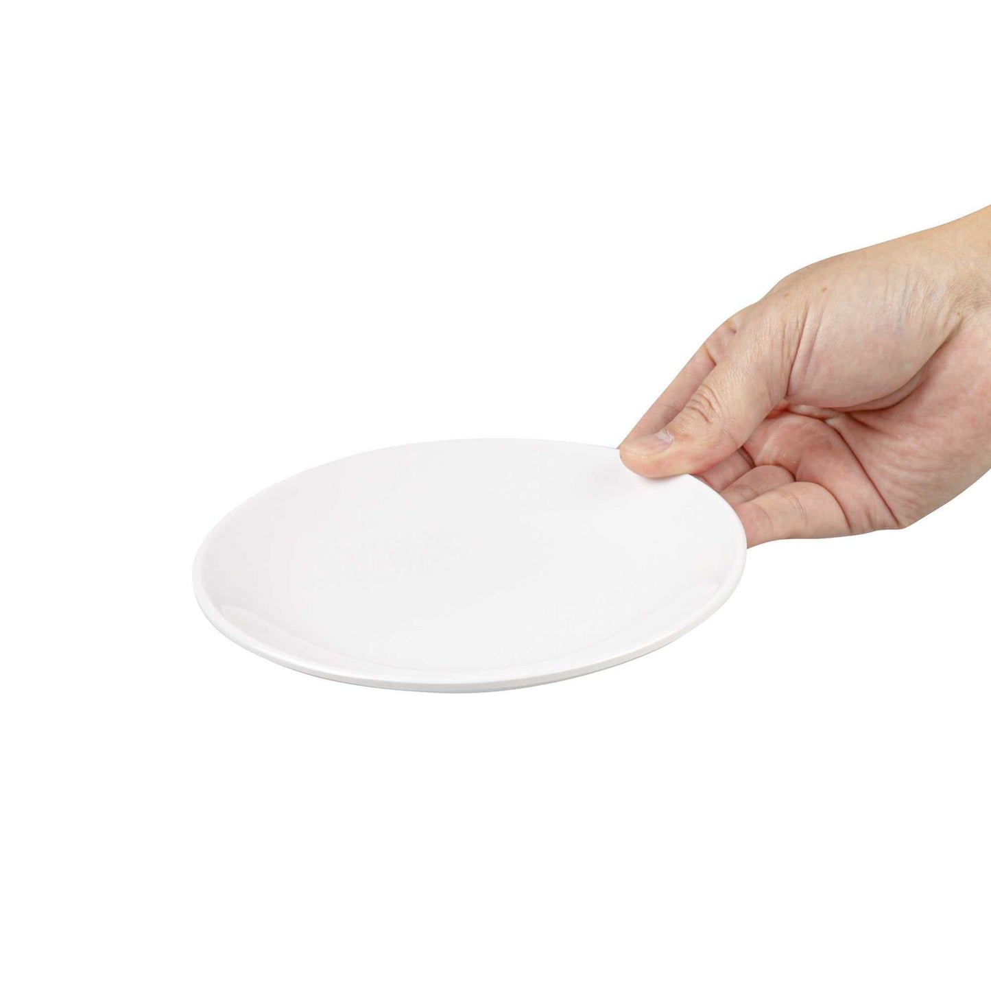 Voga Round White Melamine Small Plate - Classic, Rimless - 6" x 6" x 1" - 10 count box