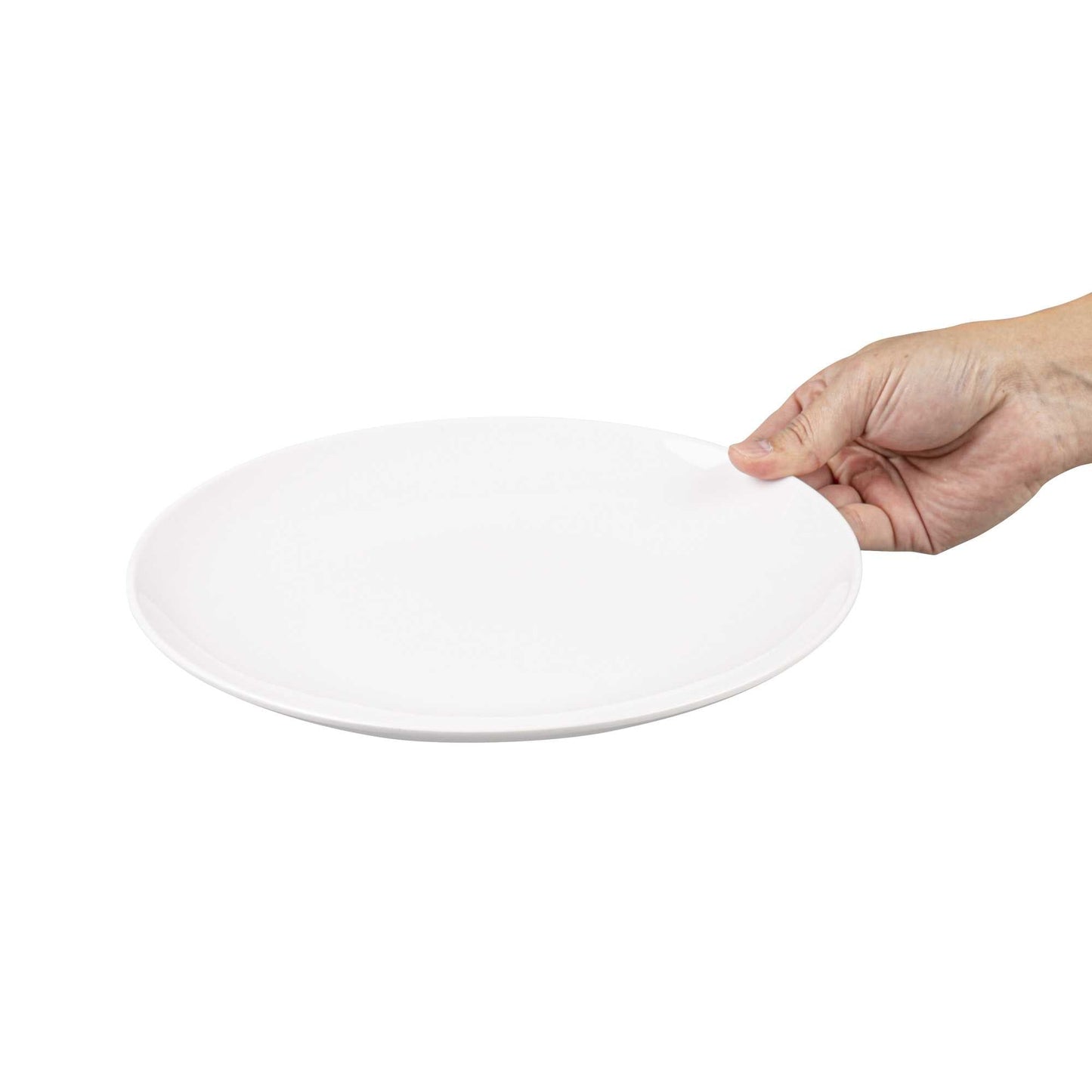 Voga Round White Melamine Large Plate - Classic, Rimless - 10" x 10" x 1" - 10 count box