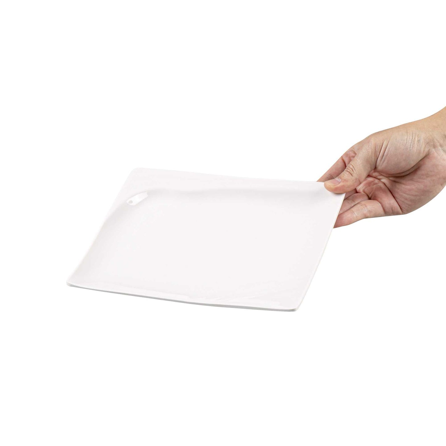 Voga Square White Melamine Small Plate - Flare - 8" x 8" x 3/4" - 10 count box