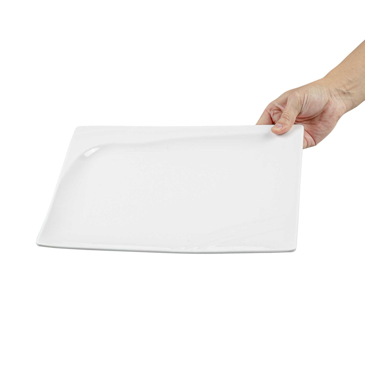 Voga Square White Melamine Large Plate - Flare - 12" x 12" x 1" - 10 count box