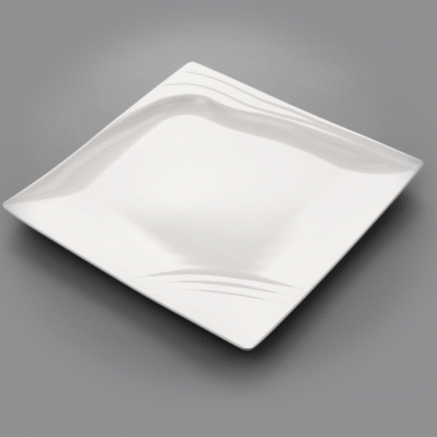 Voga Square White Melamine Large Plate - Flare - 12" x 12" x 1" - 10 count box