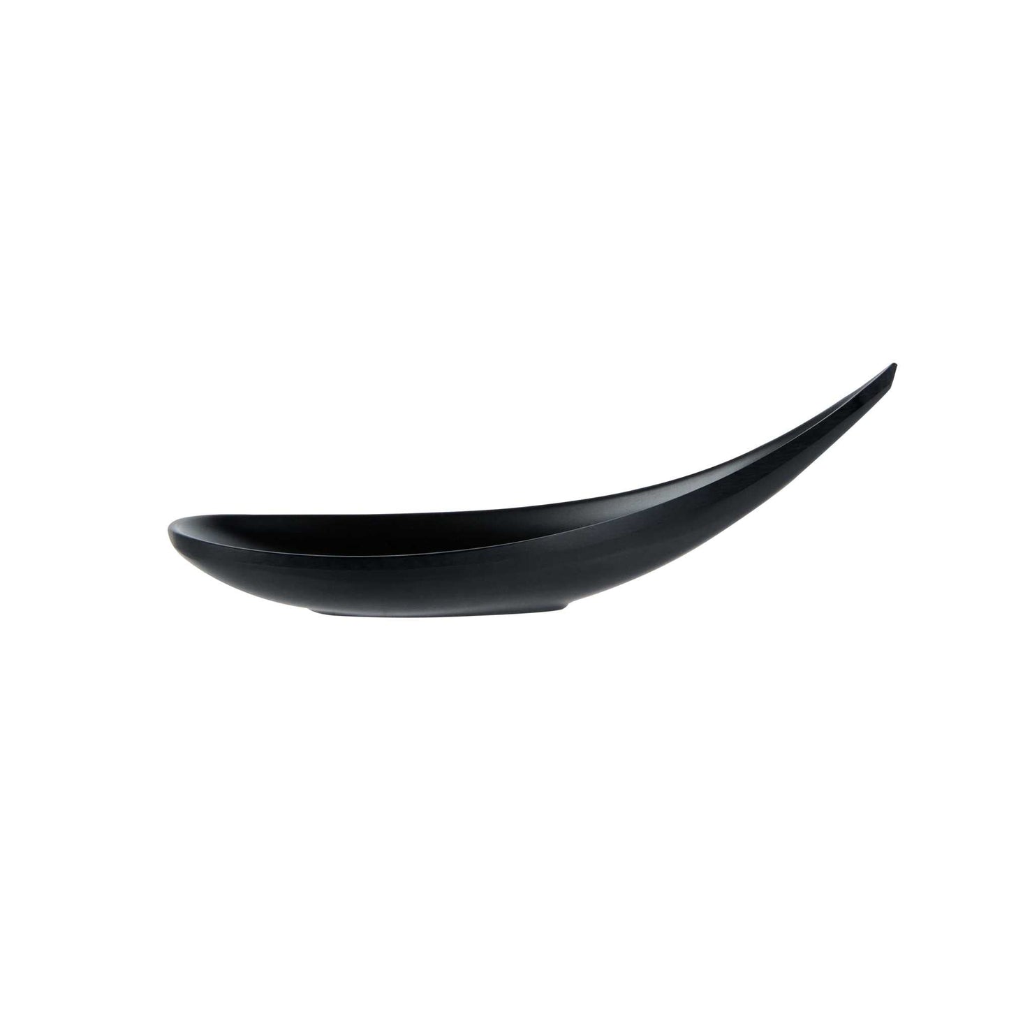 Voga Teardrop Black Melamine Tasting Spoon - Japonais, Moderna - 4 1/4" x 1 3/4" x 1 3/4" - 10 count box