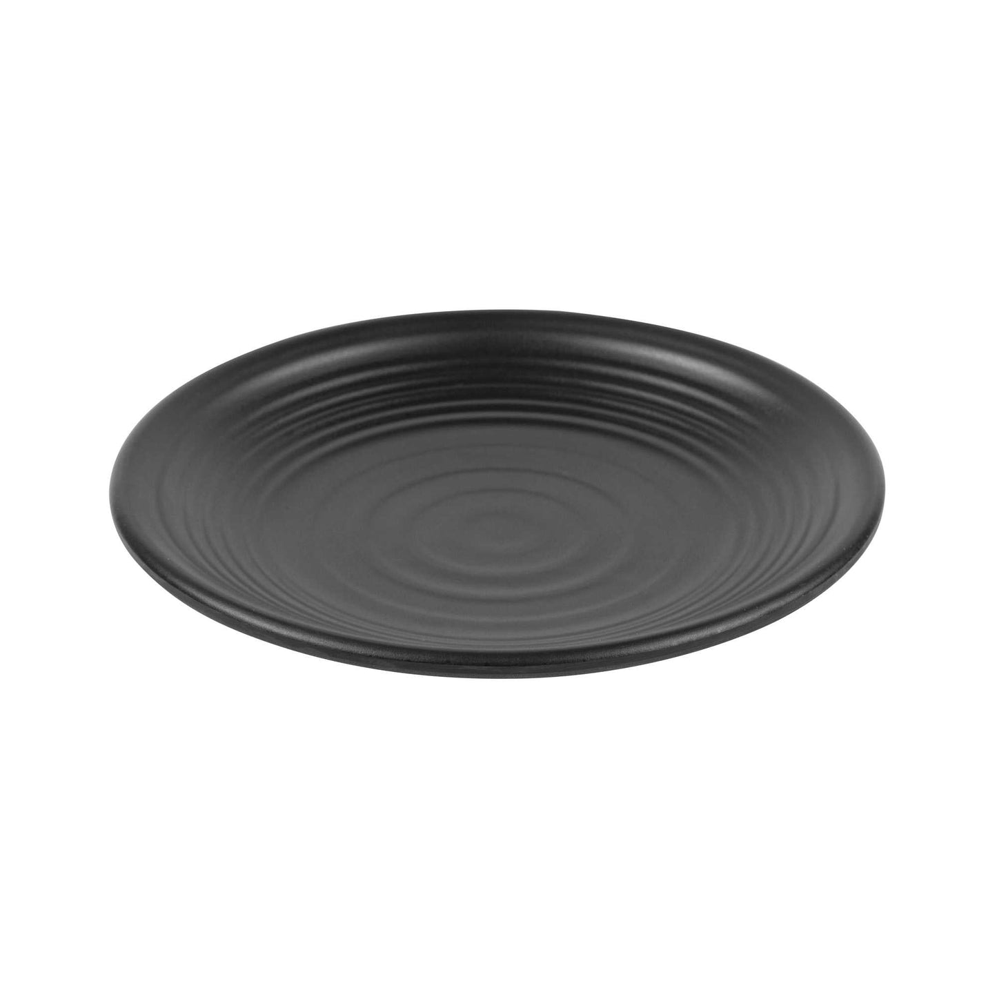 Voga Round Black Melamine Medium Plate - Japonais, Black Stone - 10" x 10" x 1 1/4" - 10 count box