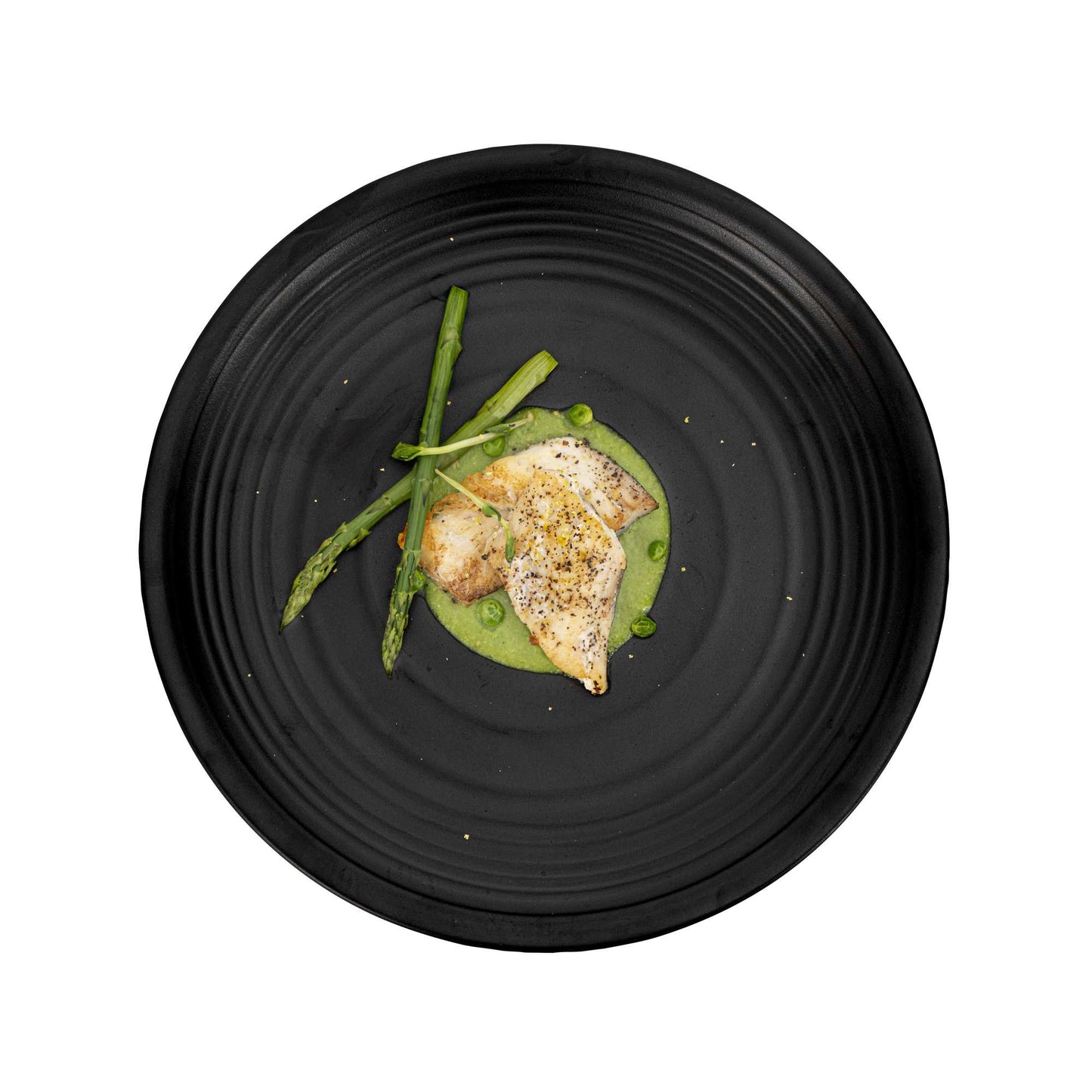Voga Round Black Melamine Large Plate - Japonais, Black Stone - 12" x 12" x 1 1/4" - 10 count box