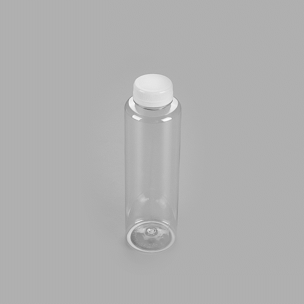 Bottle Tek 16 oz Round Clear Plastic Cold Pressed Juice Bottle - with Safety Cap - 2 1/4" x 2 1/4" x 8 1/4" - 100 count box