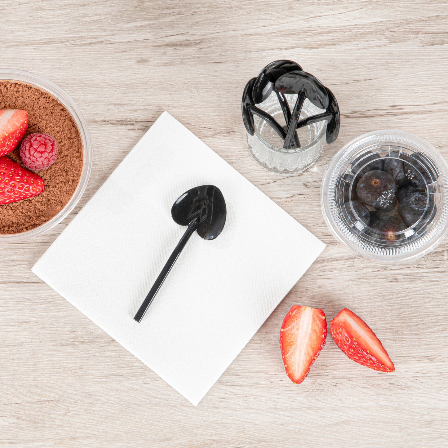 Coppetta Black Plastic Love Shovel Spoon - 3 1/2" x 1 1/4" - 500 count box