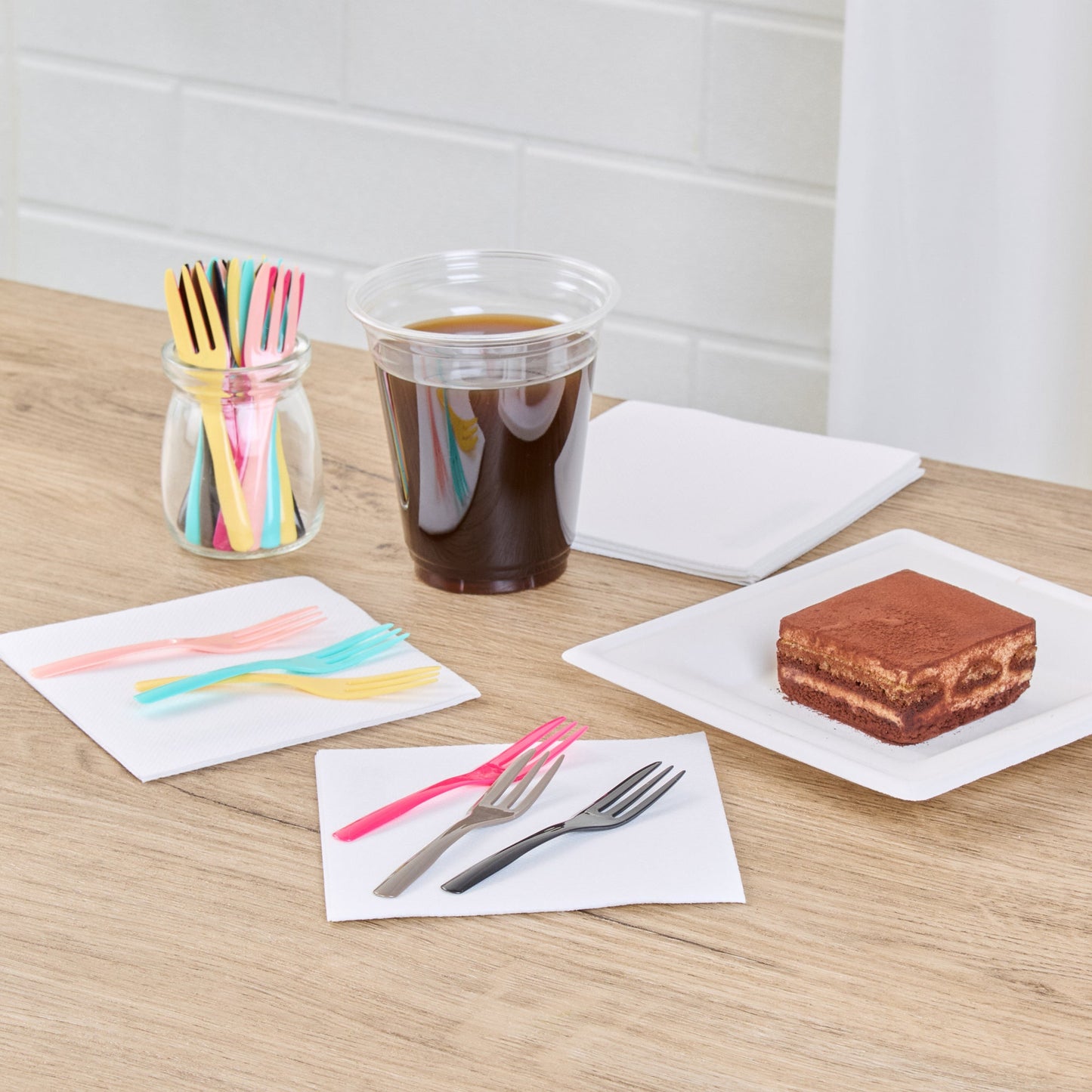 Coppetta Black Plastic Cake Fork with Knife Edge - 4" x 3/4" - 500 count box